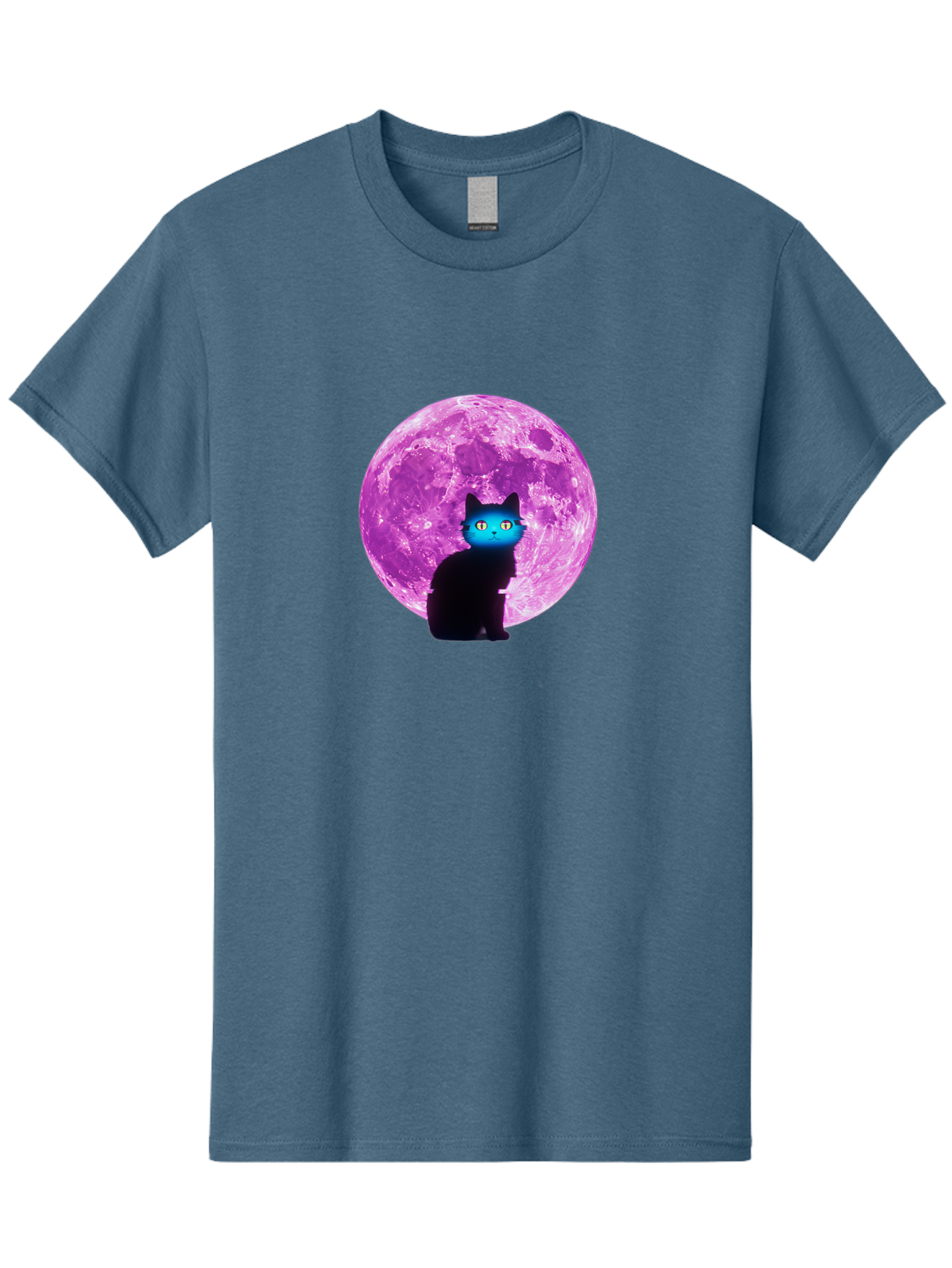 Black-Cat-Purple-Moon Men'S Graphic Tee, 100% Cotton, Comfortable Casual Summer Wear, Machine Washable, Vintage Camera, Old Camera, Antique Camera, Black Camera, Classic Photography, Photography Equipment, Nostalgic Device, Film Camera, Bai594