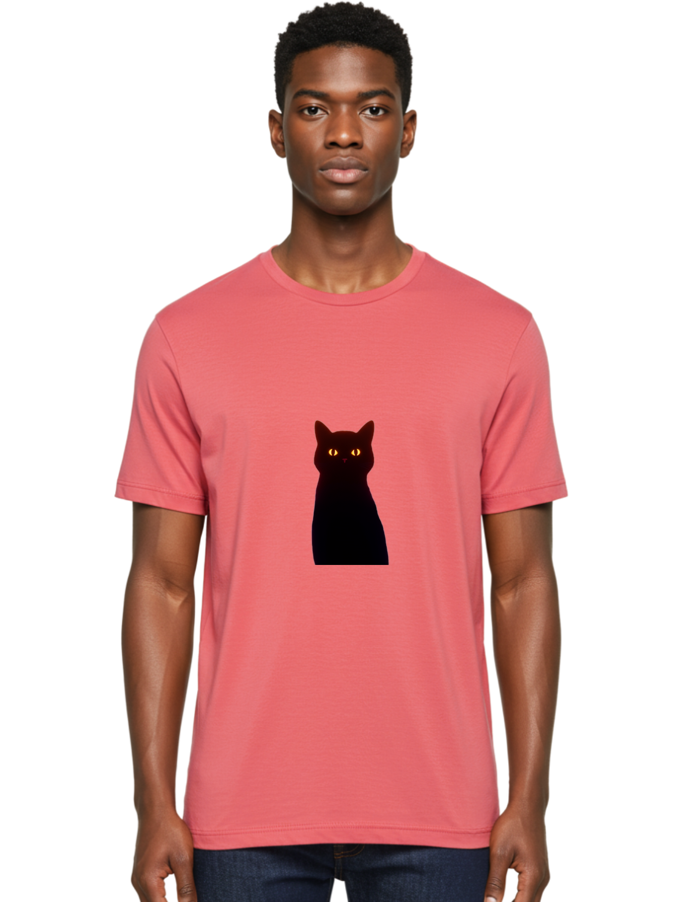 Black-Cat-With-Glowing-Eyes Men'S Graphic Tee, 100% Cotton, Comfortable Casual Summer Wear, Machine Washable, Vintage Camera, Old Camera, Antique Camera, Black Camera, Classic Photography, Photography Equipment, Nostalgic Device, Film Camera, Bai595