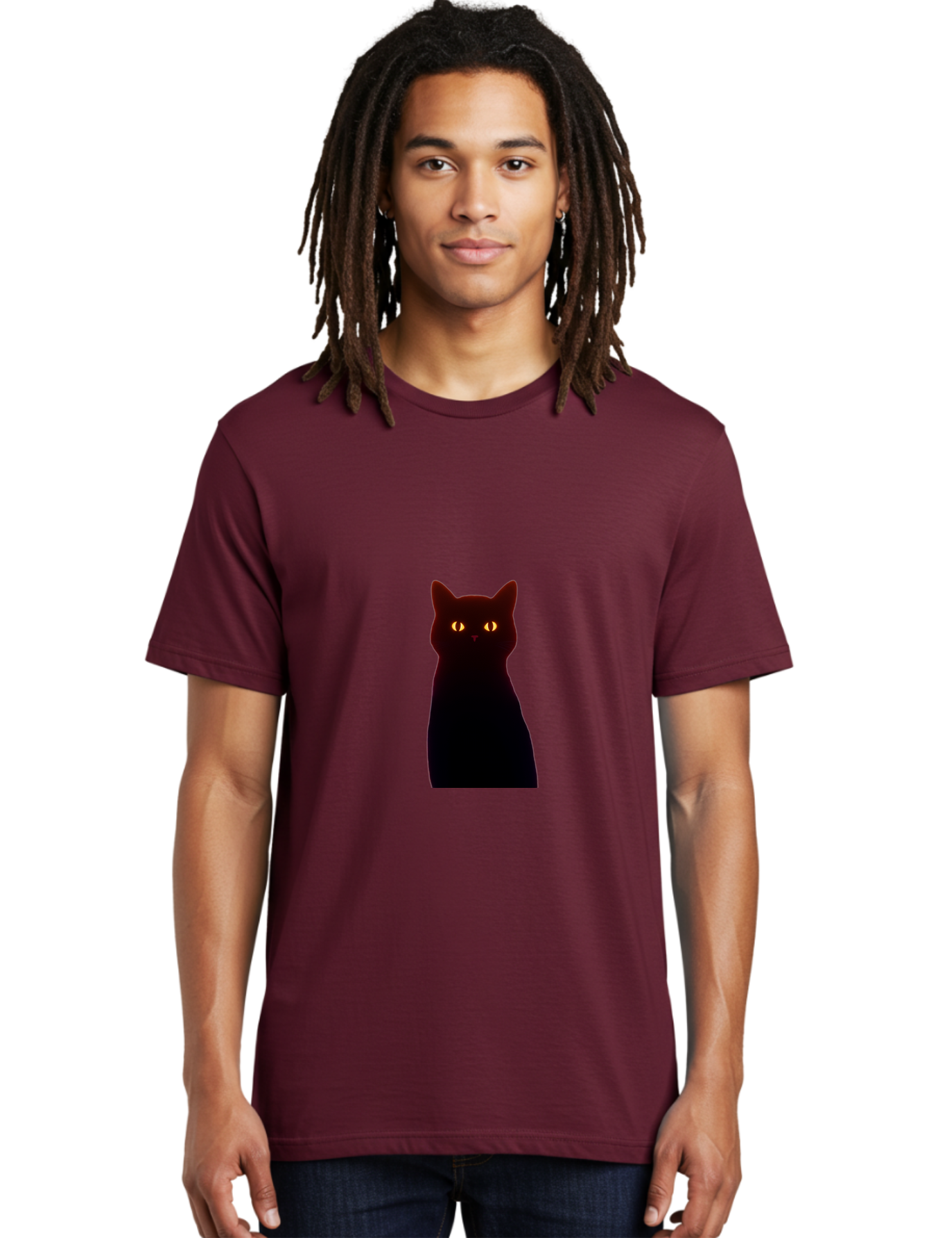 Black-Cat-With-Glowing-Eyes Men'S Graphic Tee, 100% Cotton, Comfortable Casual Summer Wear, Machine Washable, Vintage Camera, Old Camera, Antique Camera, Black Camera, Classic Photography, Photography Equipment, Nostalgic Device, Film Camera, Bai595