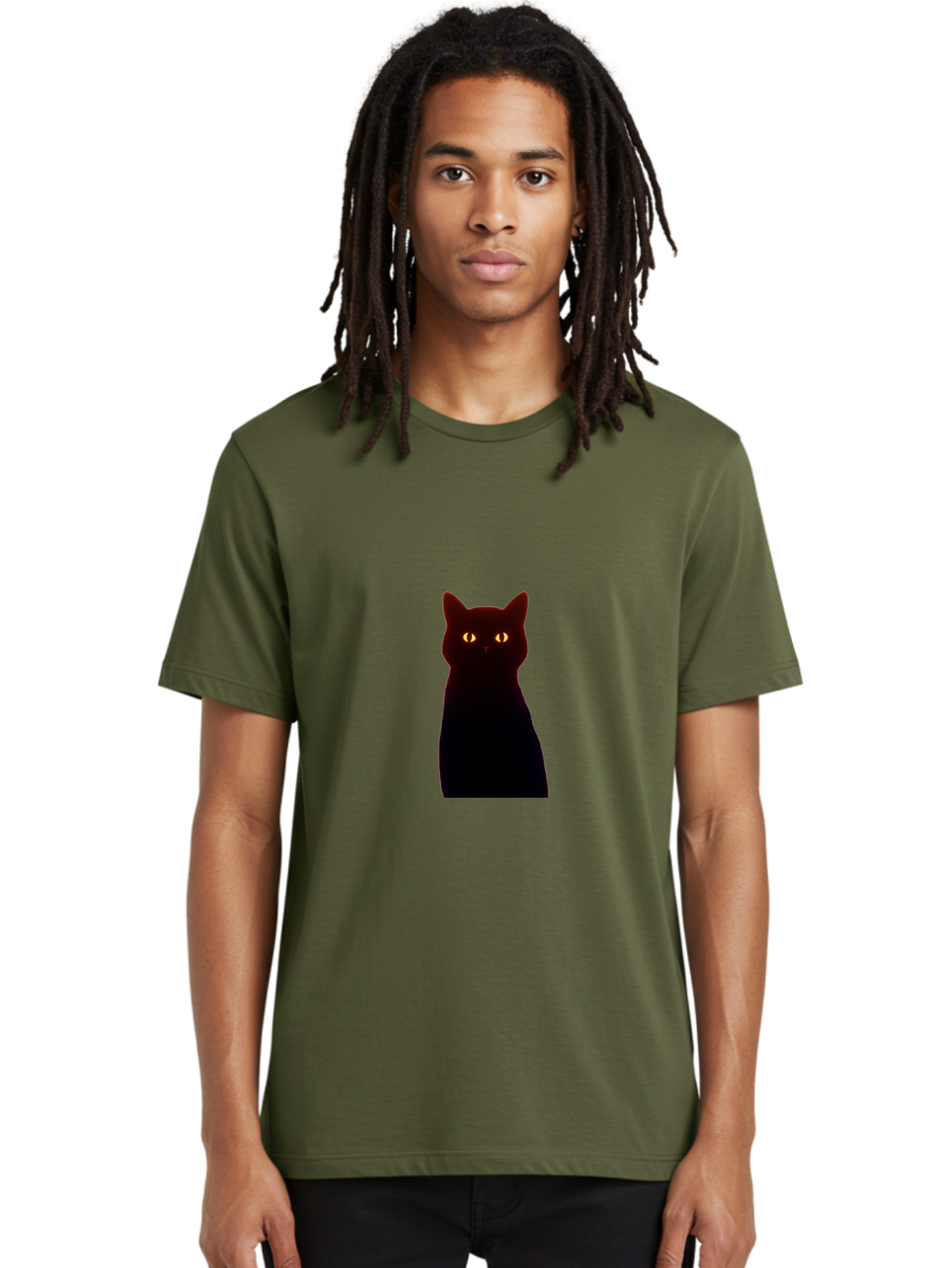 Black-Cat-With-Glowing-Eyes Men'S Graphic Tee, 100% Cotton, Comfortable Casual Summer Wear, Machine Washable, Vintage Camera, Old Camera, Antique Camera, Black Camera, Classic Photography, Photography Equipment, Nostalgic Device, Film Camera, Bai595