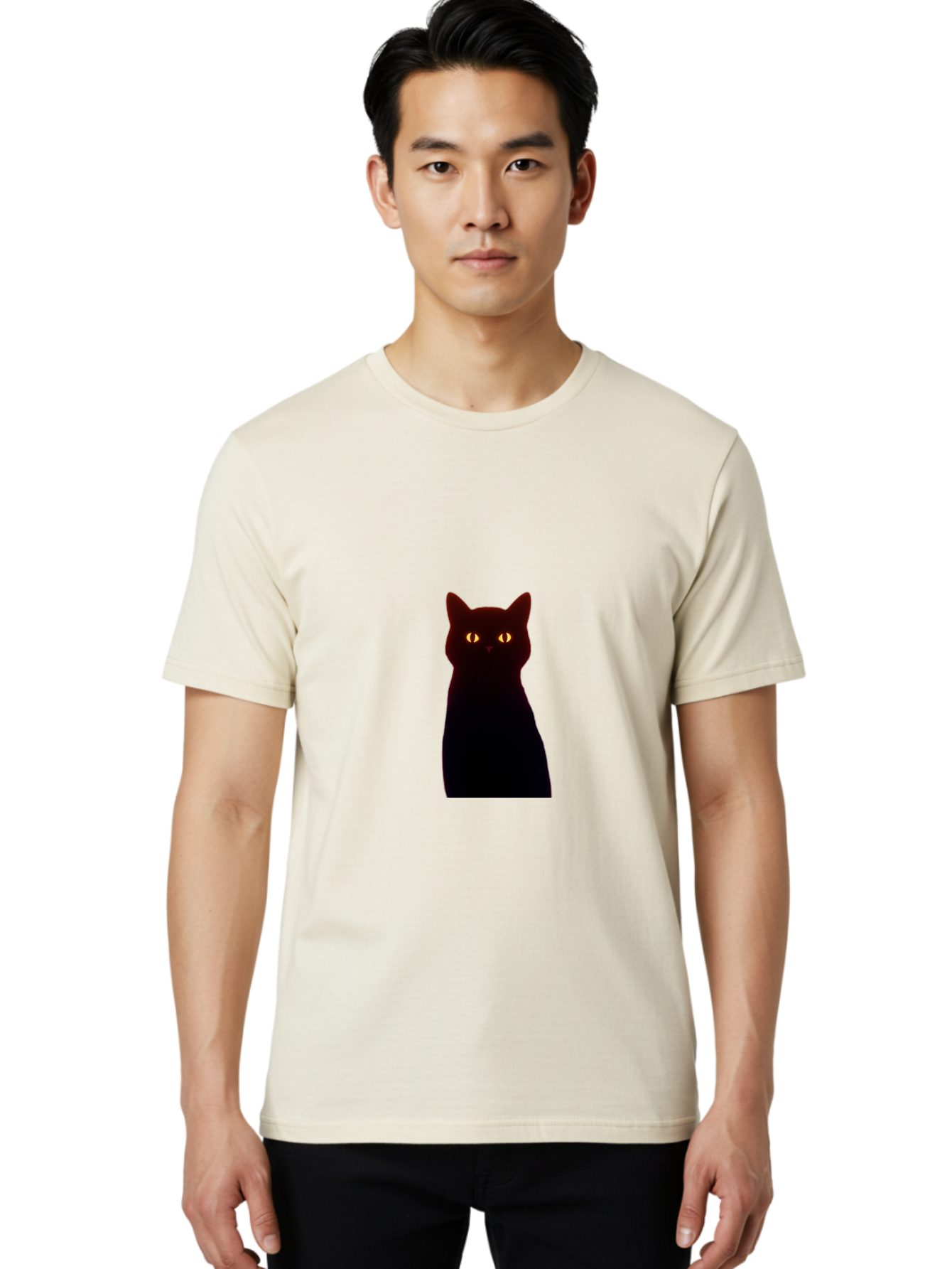 Black-Cat-With-Glowing-Eyes Men'S Graphic Tee, 100% Cotton, Comfortable Casual Summer Wear, Machine Washable, Vintage Camera, Old Camera, Antique Camera, Black Camera, Classic Photography, Photography Equipment, Nostalgic Device, Film Camera, Bai595