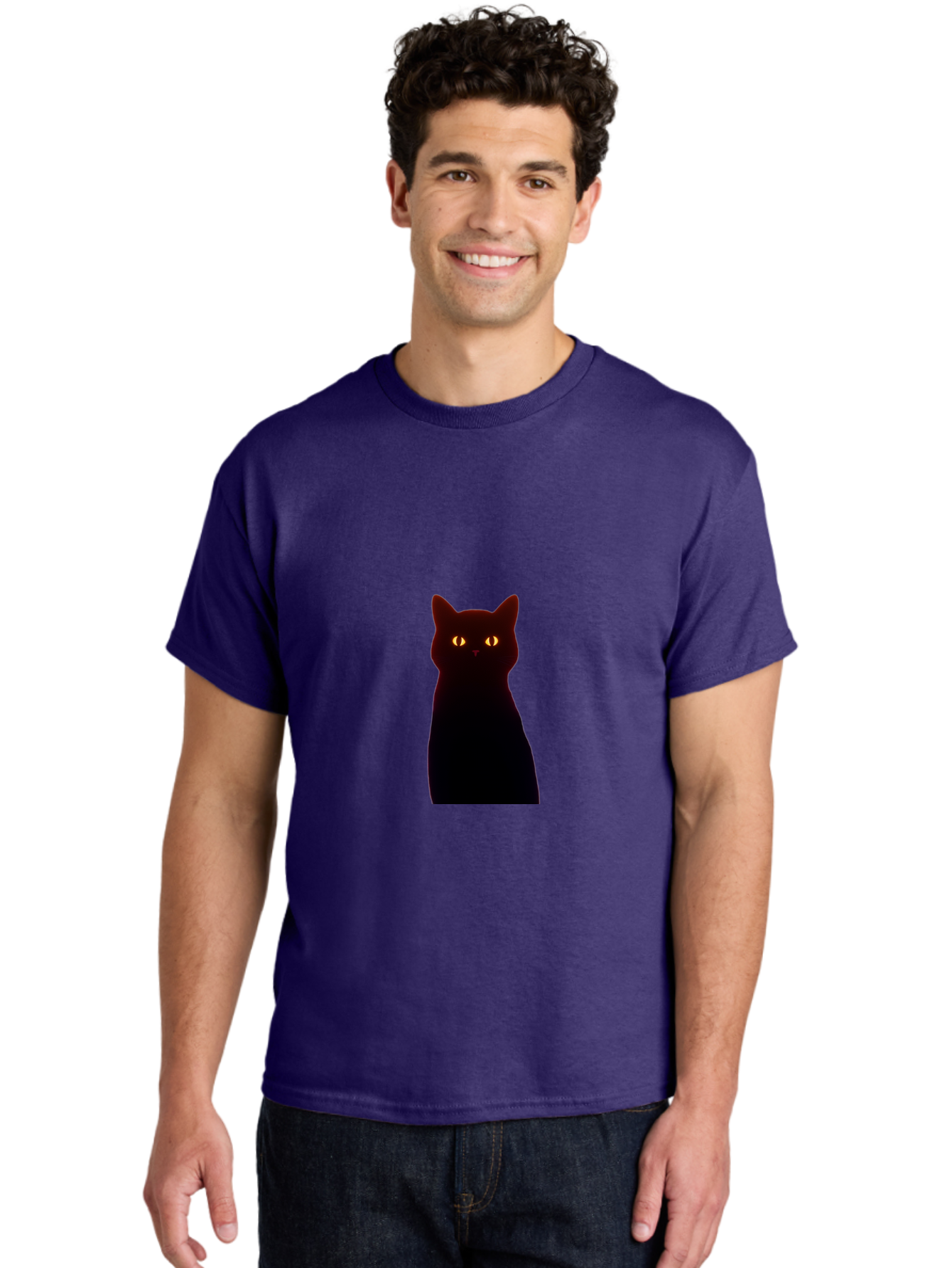 Black-Cat-With-Glowing-Eyes Men'S Graphic Tee, 100% Cotton, Comfortable Casual Summer Wear, Machine Washable, Vintage Camera, Old Camera, Antique Camera, Black Camera, Classic Photography, Photography Equipment, Nostalgic Device, Film Camera, Bai595