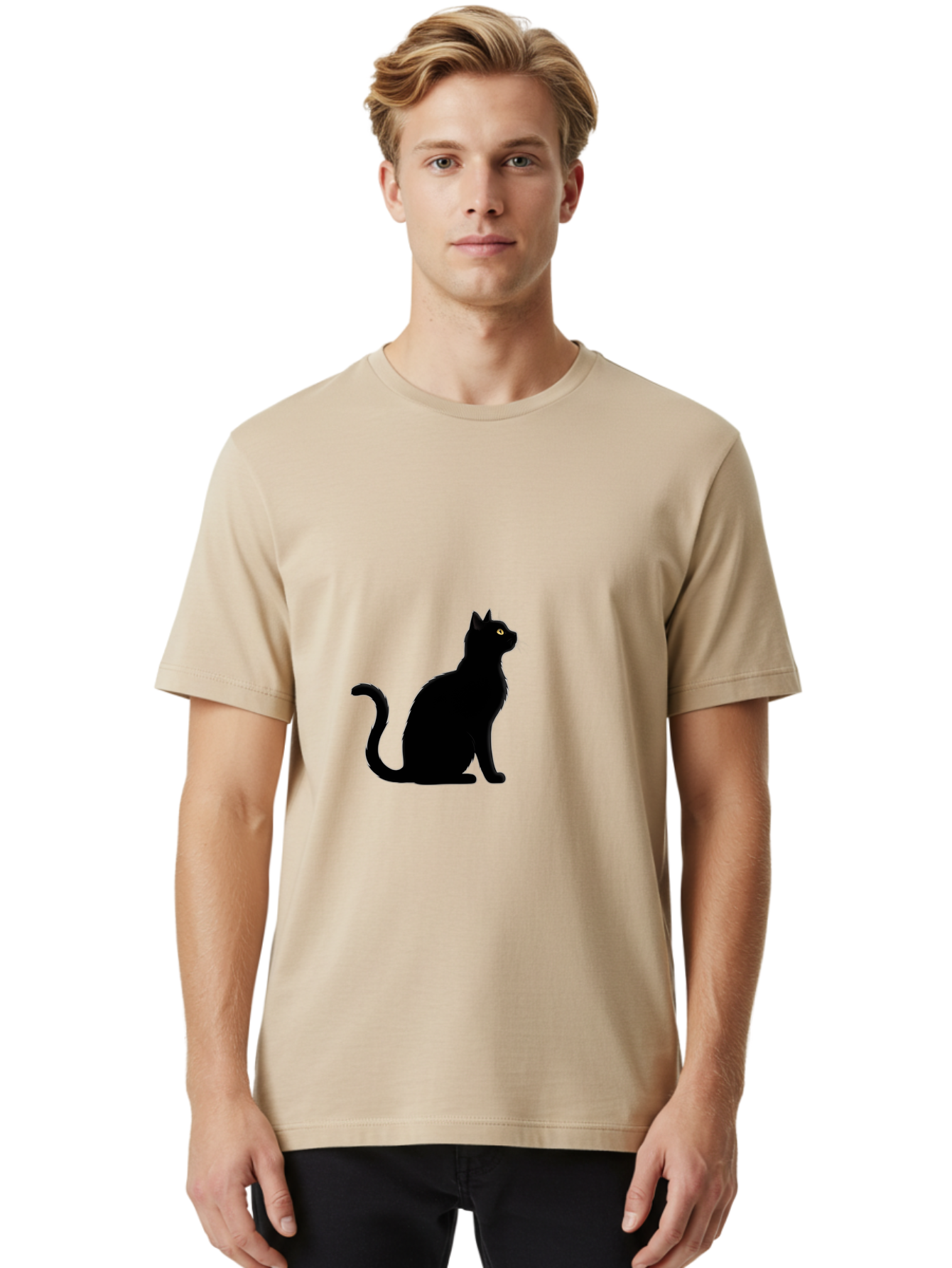 Black-Cat Men'S Graphic Tee, 100% Cotton, Comfortable Casual Summer Wear, Machine Washable, Vintage Camera, Old Camera, Antique Camera, Black Camera, Classic Photography, Photography Equipment, Nostalgic Device, Film Camera, Camera Art Bai596