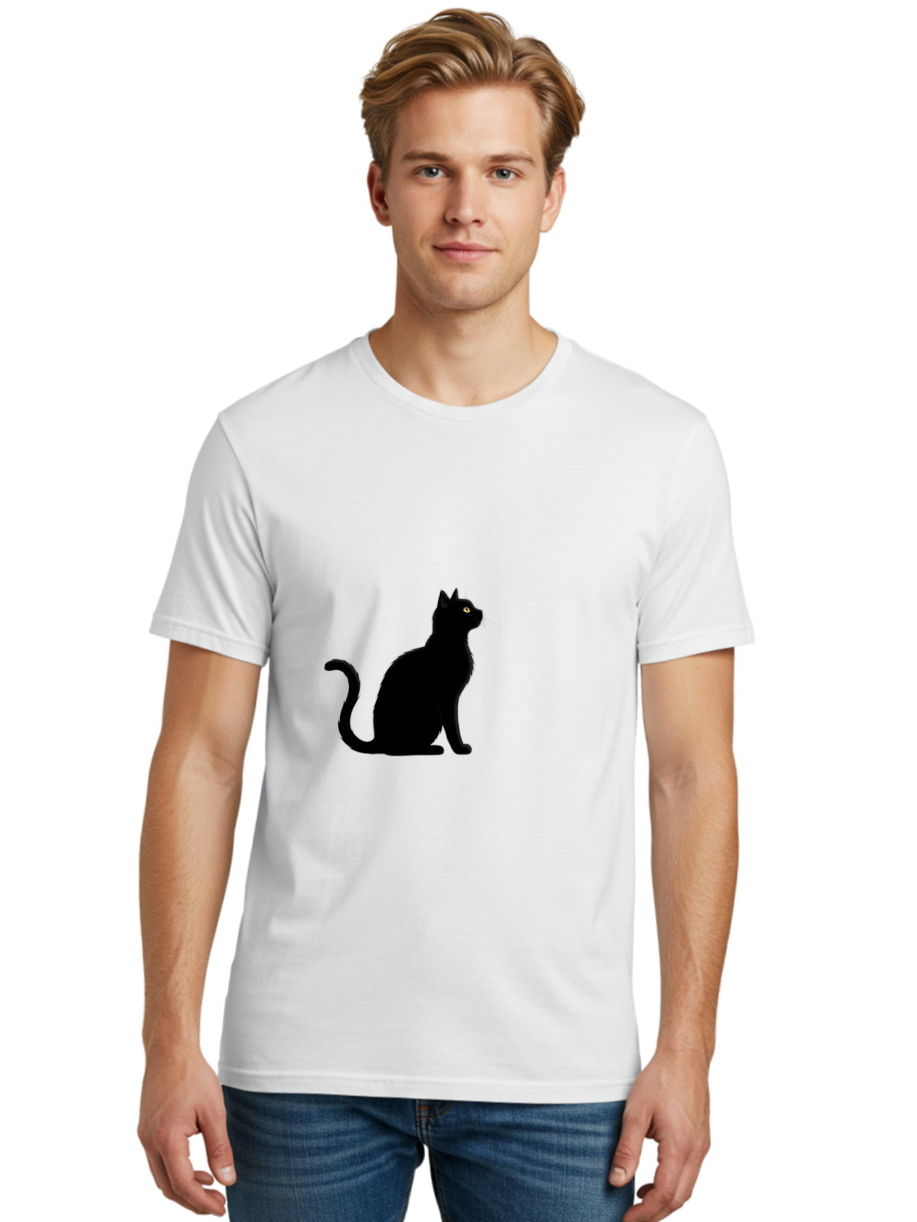 Black-Cat Men'S Graphic Tee, 100% Cotton, Comfortable Casual Summer Wear, Machine Washable, Vintage Camera, Old Camera, Antique Camera, Black Camera, Classic Photography, Photography Equipment, Nostalgic Device, Film Camera, Camera Art Bai596