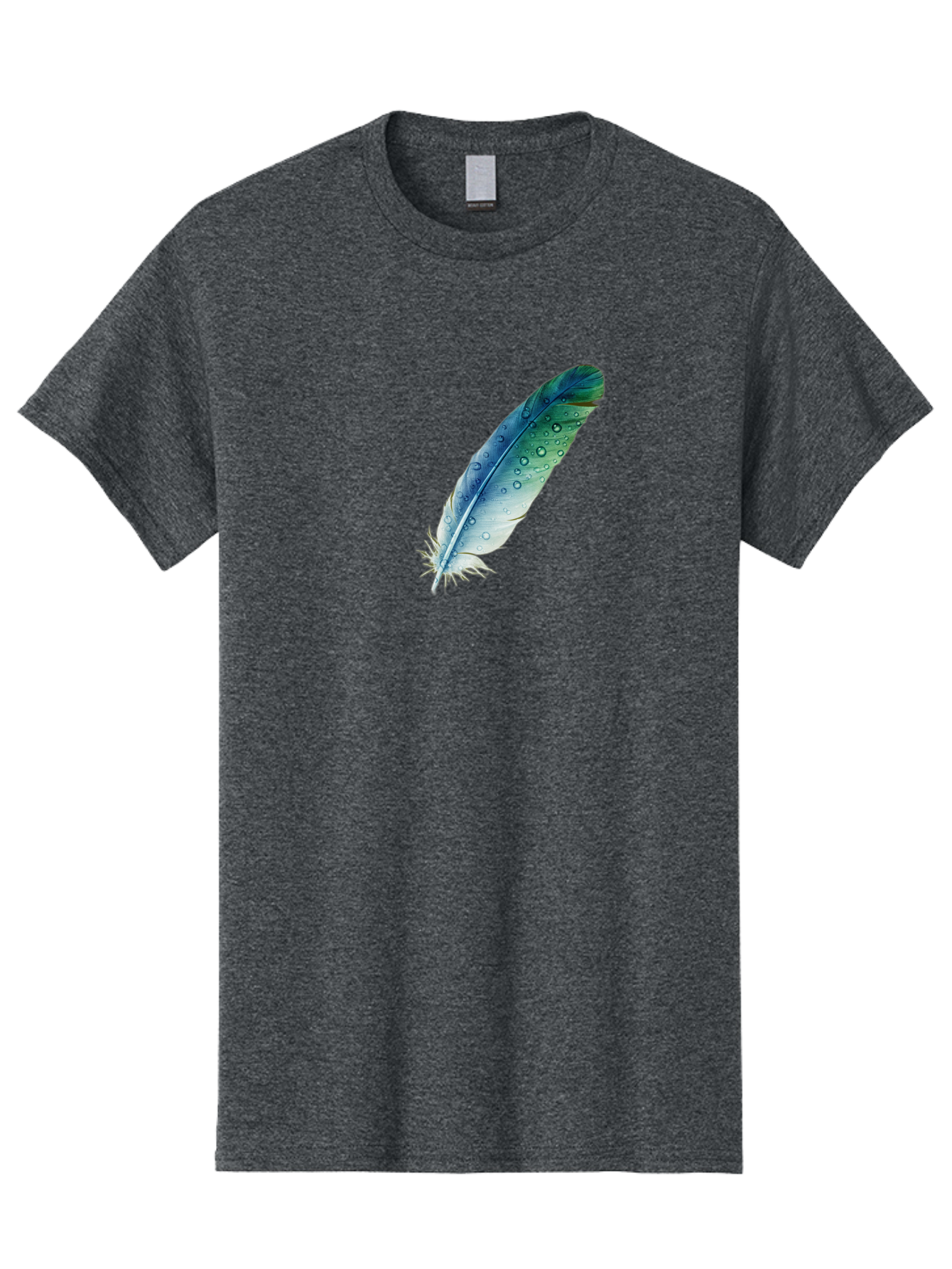 Blue-Feather-With-Water-Droplets Men'S Graphic Tee, 100% Cotton, Comfortable Casual Summer Wear, Machine Washable, Vintage Camera, Old Camera, Antique Camera, Black Camera, Classic Photography, Photography Equipment, Nostalgic Device, Bai598