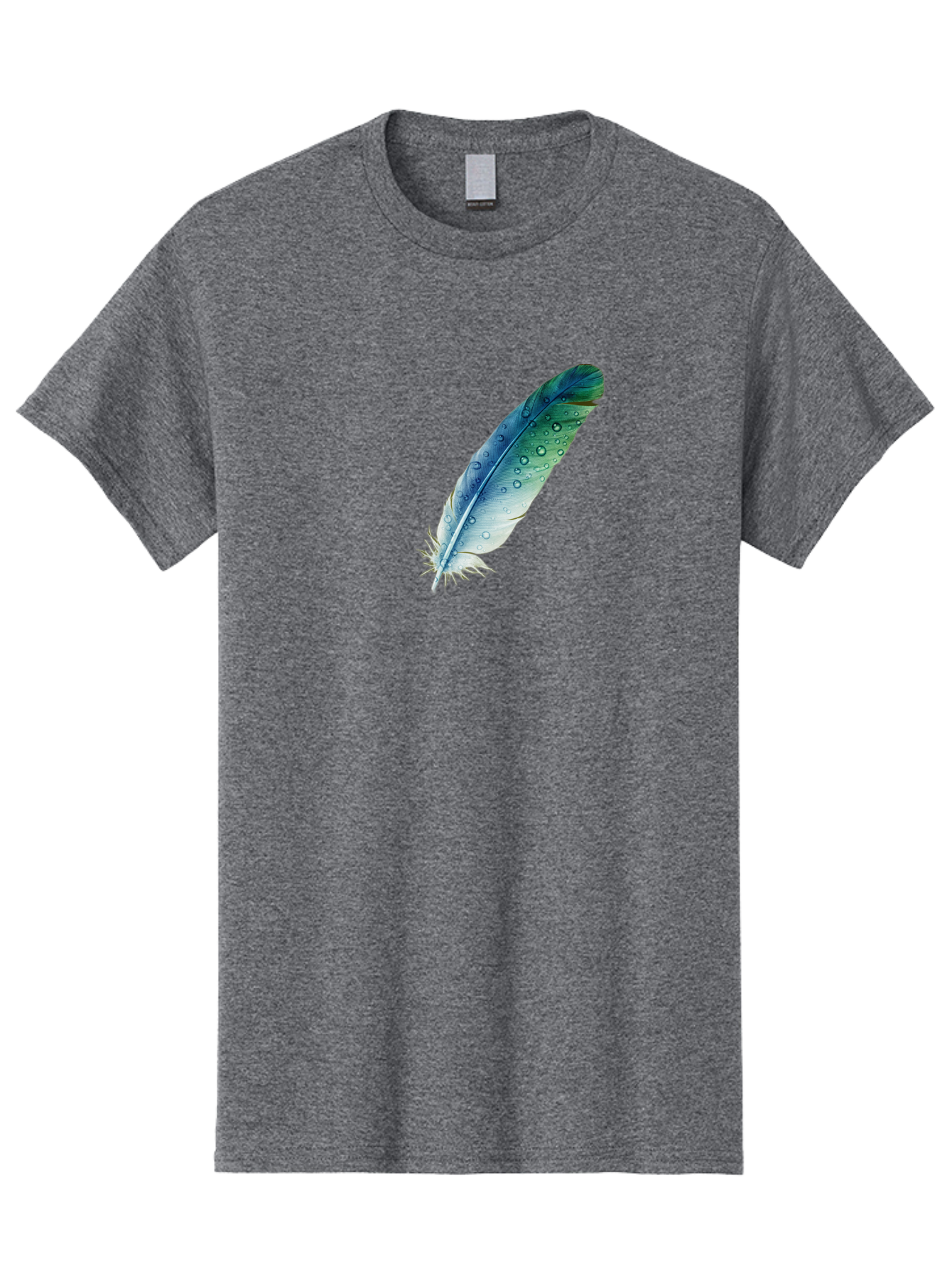 Blue-Feather-With-Water-Droplets Men'S Graphic Tee, 100% Cotton, Comfortable Casual Summer Wear, Machine Washable, Vintage Camera, Old Camera, Antique Camera, Black Camera, Classic Photography, Photography Equipment, Nostalgic Device, Bai598