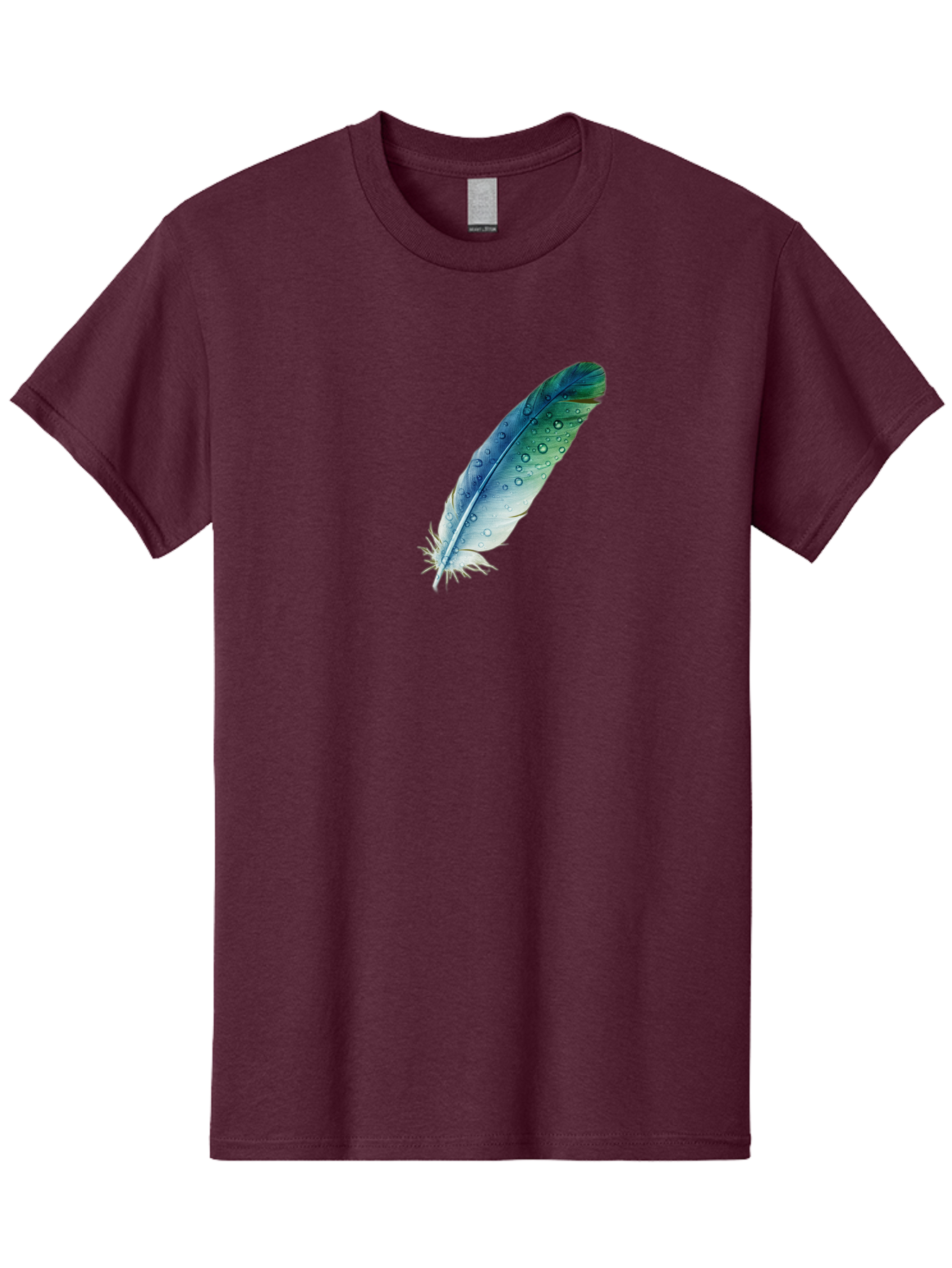 Blue-Feather-With-Water-Droplets Men'S Graphic Tee, 100% Cotton, Comfortable Casual Summer Wear, Machine Washable, Vintage Camera, Old Camera, Antique Camera, Black Camera, Classic Photography, Photography Equipment, Nostalgic Device, Bai598