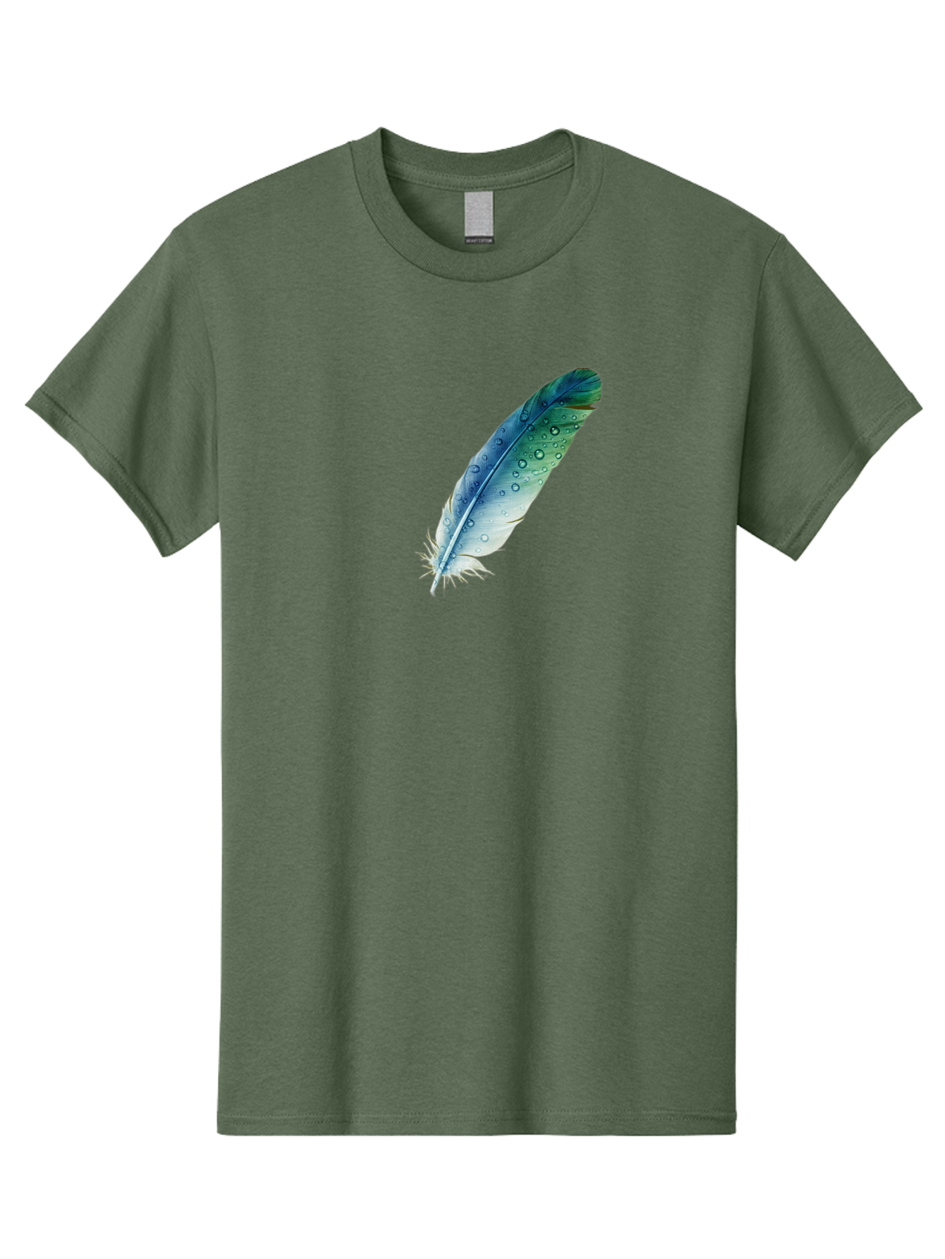 Blue-Feather-With-Water-Droplets Men'S Graphic Tee, 100% Cotton, Comfortable Casual Summer Wear, Machine Washable, Vintage Camera, Old Camera, Antique Camera, Black Camera, Classic Photography, Photography Equipment, Nostalgic Device, Bai598