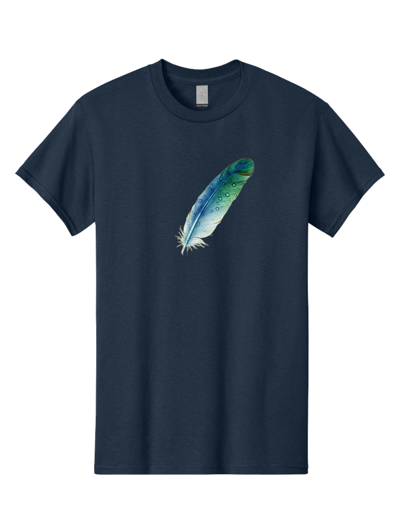Blue-Feather-With-Water-Droplets Men'S Graphic Tee, 100% Cotton, Comfortable Casual Summer Wear, Machine Washable, Vintage Camera, Old Camera, Antique Camera, Black Camera, Classic Photography, Photography Equipment, Nostalgic Device, Bai598