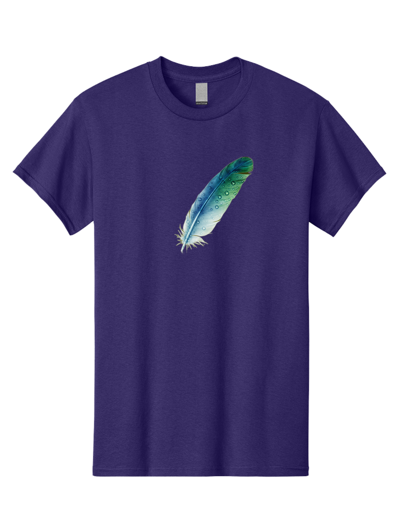Blue-Feather-With-Water-Droplets Men'S Graphic Tee, 100% Cotton, Comfortable Casual Summer Wear, Machine Washable, Vintage Camera, Old Camera, Antique Camera, Black Camera, Classic Photography, Photography Equipment, Nostalgic Device, Bai598