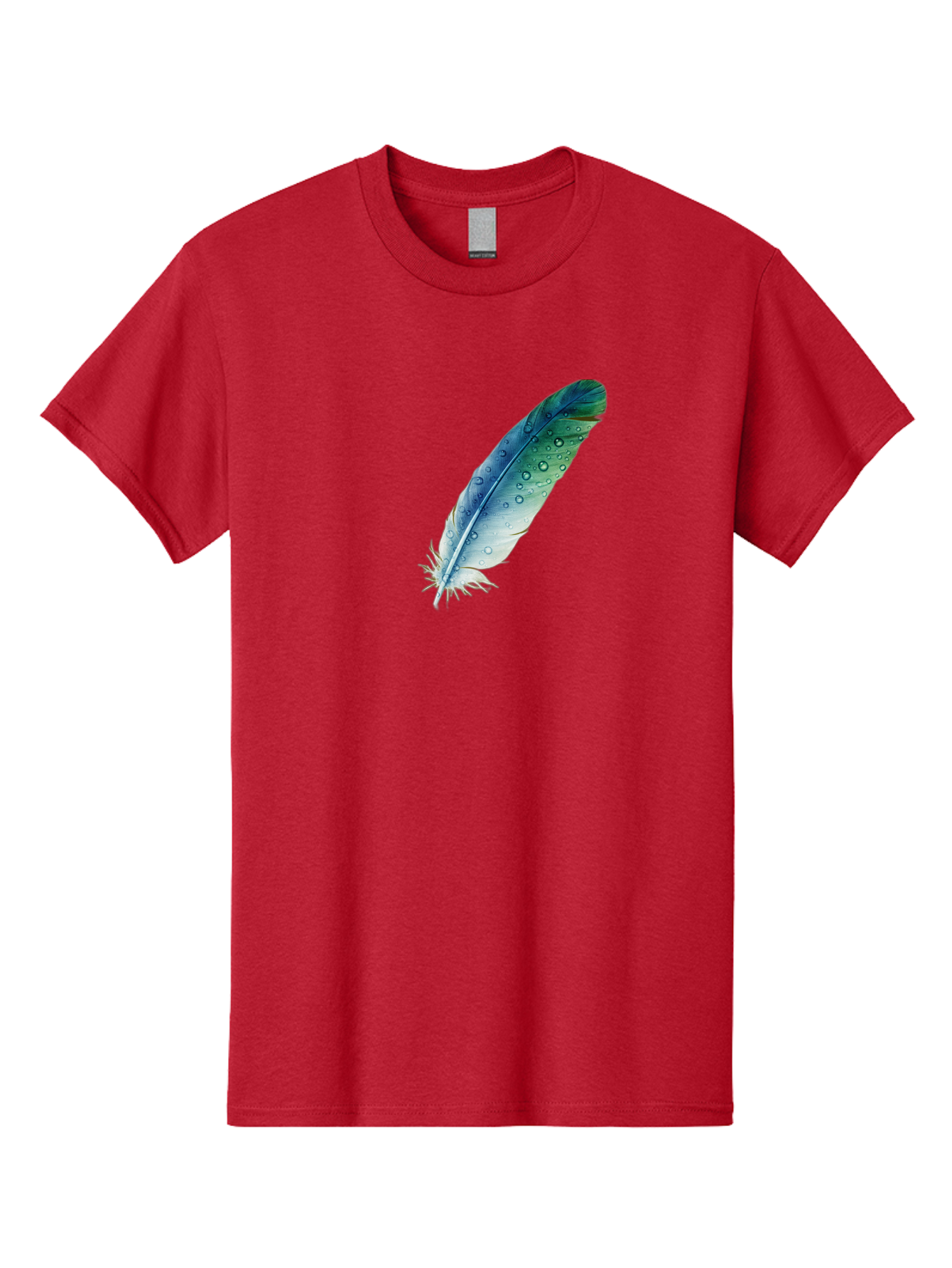 Blue-Feather-With-Water-Droplets Men'S Graphic Tee, 100% Cotton, Comfortable Casual Summer Wear, Machine Washable, Vintage Camera, Old Camera, Antique Camera, Black Camera, Classic Photography, Photography Equipment, Nostalgic Device, Bai598
