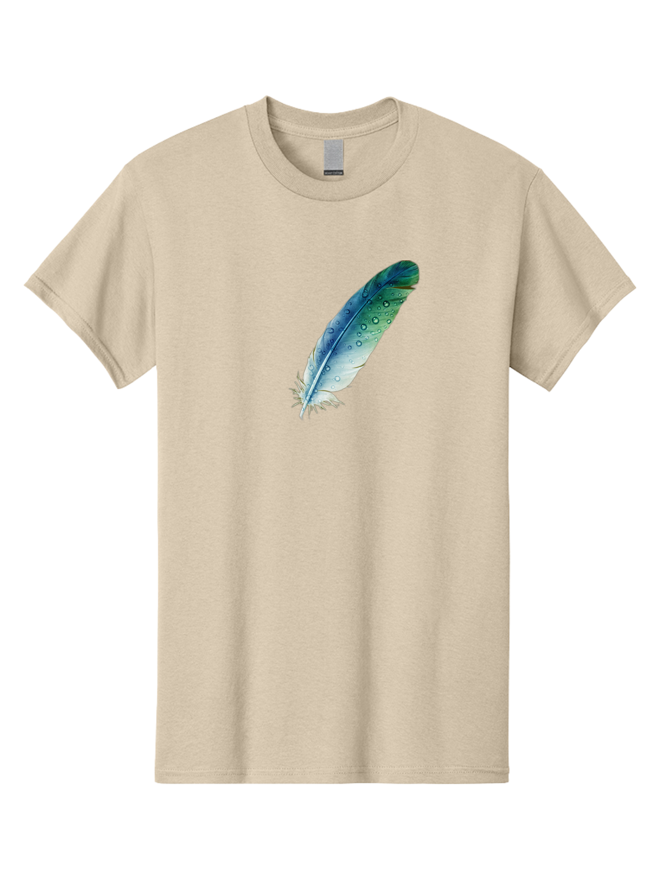 Blue-Feather-With-Water-Droplets Men'S Graphic Tee, 100% Cotton, Comfortable Casual Summer Wear, Machine Washable, Vintage Camera, Old Camera, Antique Camera, Black Camera, Classic Photography, Photography Equipment, Nostalgic Device, Bai598