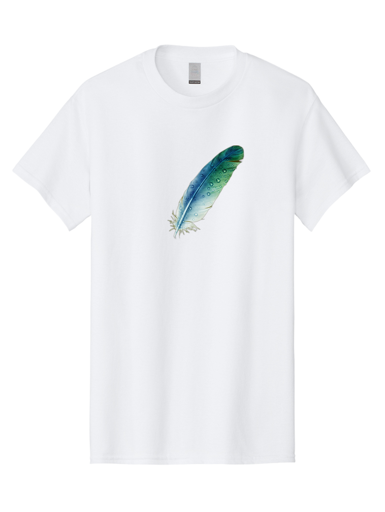 Blue-Feather-With-Water-Droplets Men'S Graphic Tee, 100% Cotton, Comfortable Casual Summer Wear, Machine Washable, Vintage Camera, Old Camera, Antique Camera, Black Camera, Classic Photography, Photography Equipment, Nostalgic Device, Bai598