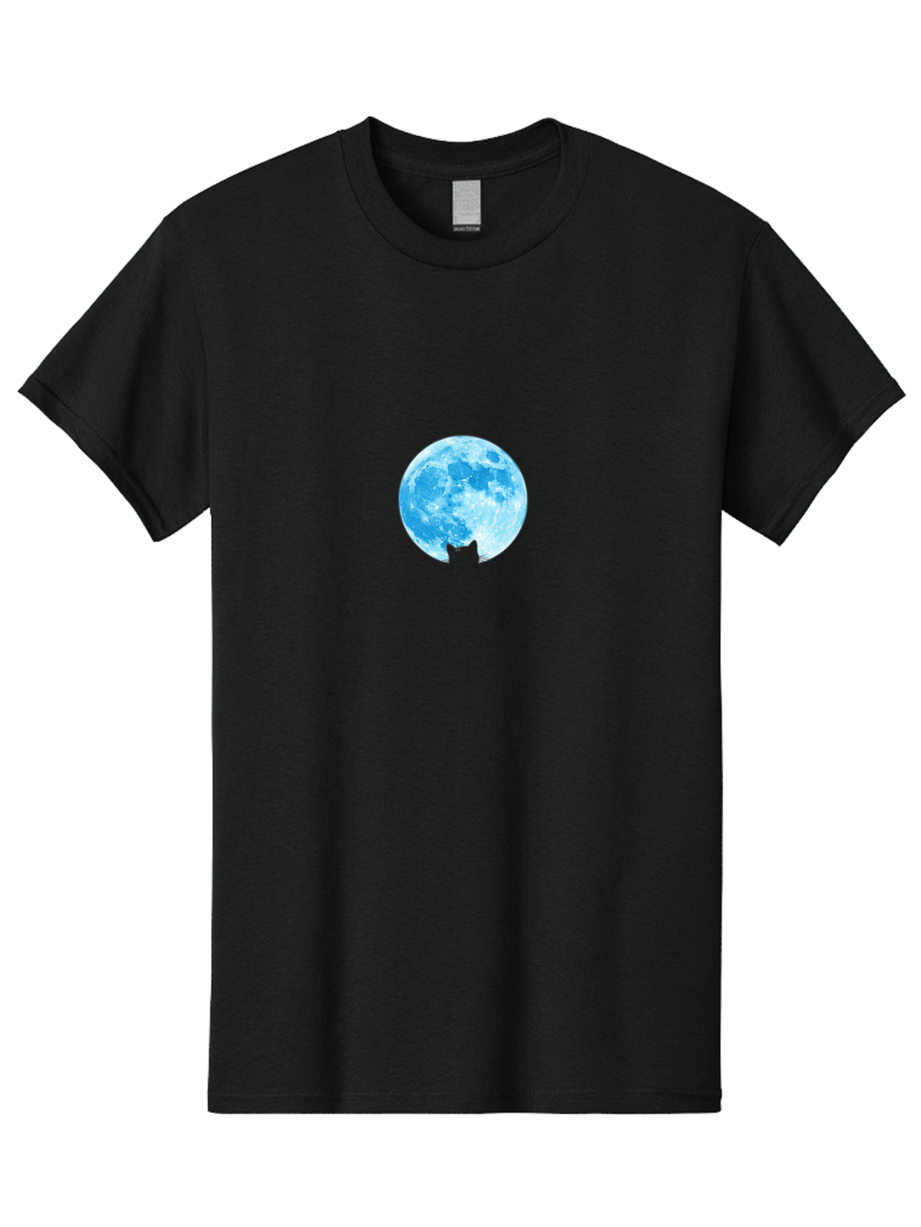 Blue-Moon-With-Cat-Silhouette Men'S Graphic Tee, 100% Cotton, Comfortable Casual Summer Wear, Machine Washable, Vintage Camera, Old Camera, Antique Camera, Black Camera, Classic Photography, Photography Equipment, Nostalgic Device, Bai599