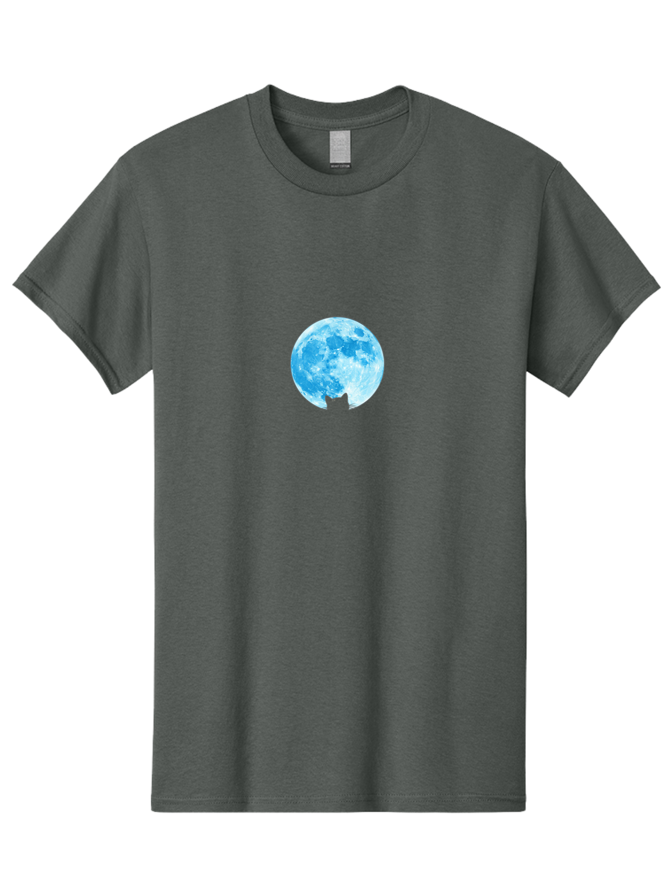 Blue-Moon-With-Cat-Silhouette Men'S Graphic Tee, 100% Cotton, Comfortable Casual Summer Wear, Machine Washable, Vintage Camera, Old Camera, Antique Camera, Black Camera, Classic Photography, Photography Equipment, Nostalgic Device, Bai599