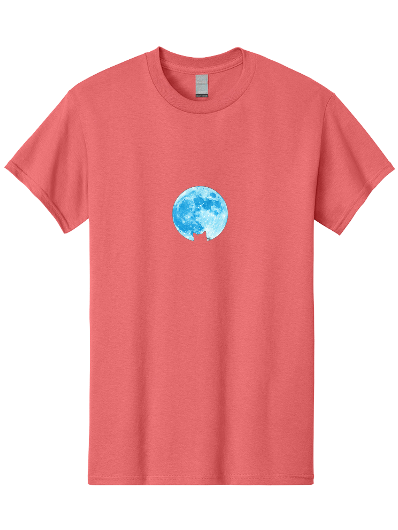 Blue-Moon-With-Cat-Silhouette Men'S Graphic Tee, 100% Cotton, Comfortable Casual Summer Wear, Machine Washable, Vintage Camera, Old Camera, Antique Camera, Black Camera, Classic Photography, Photography Equipment, Nostalgic Device, Bai599