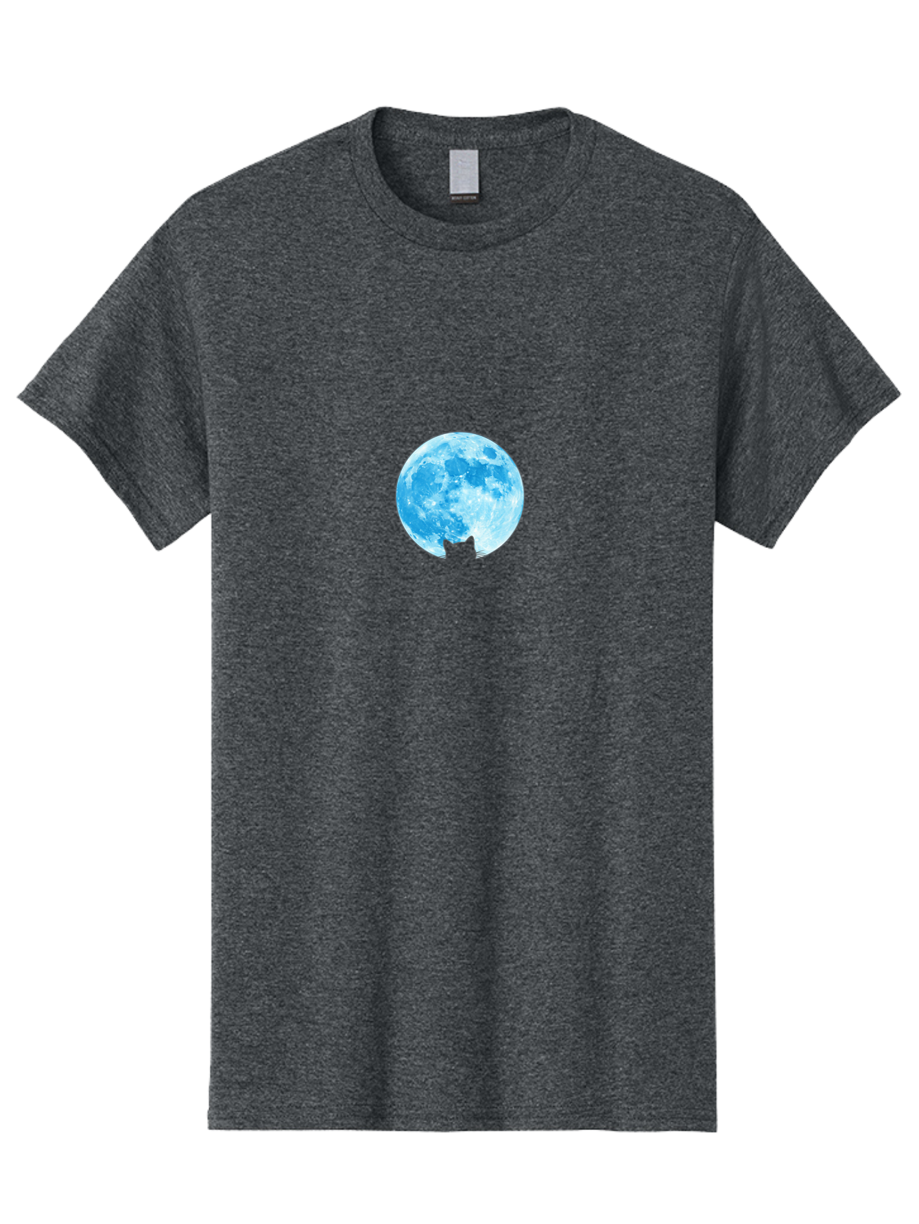 Blue-Moon-With-Cat-Silhouette Men'S Graphic Tee, 100% Cotton, Comfortable Casual Summer Wear, Machine Washable, Vintage Camera, Old Camera, Antique Camera, Black Camera, Classic Photography, Photography Equipment, Nostalgic Device, Bai599