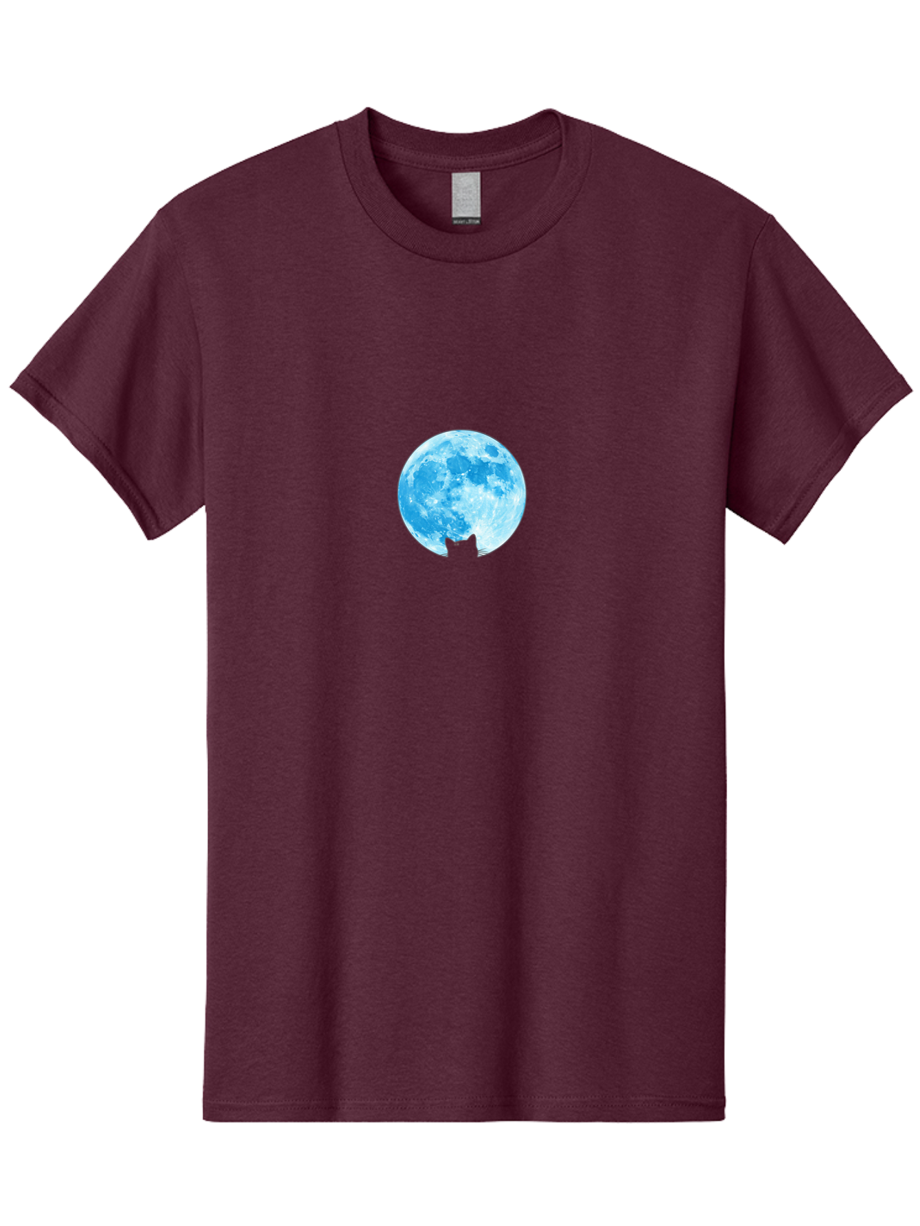Blue-Moon-With-Cat-Silhouette Men'S Graphic Tee, 100% Cotton, Comfortable Casual Summer Wear, Machine Washable, Vintage Camera, Old Camera, Antique Camera, Black Camera, Classic Photography, Photography Equipment, Nostalgic Device, Bai599