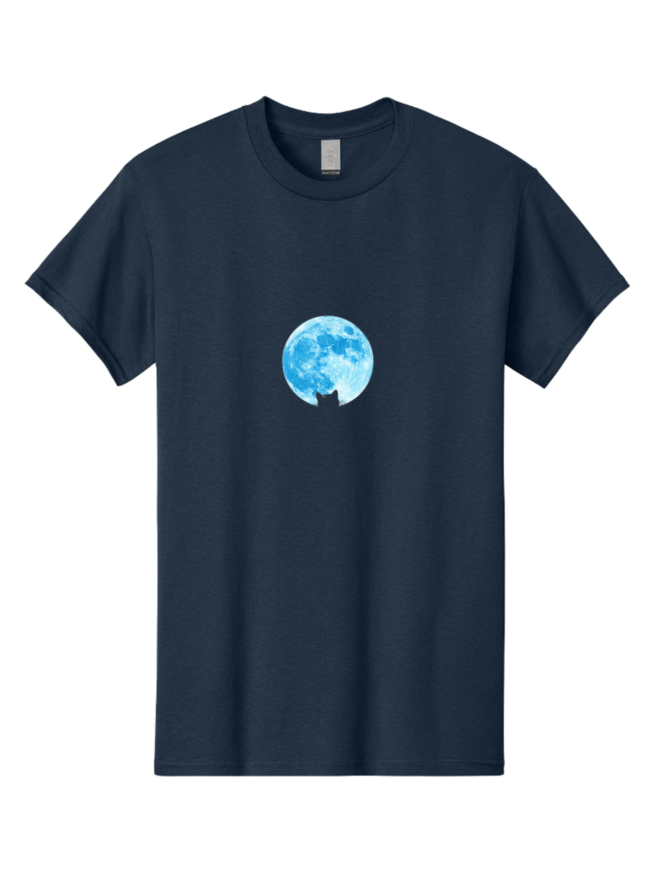 Blue-Moon-With-Cat-Silhouette Men'S Graphic Tee, 100% Cotton, Comfortable Casual Summer Wear, Machine Washable, Vintage Camera, Old Camera, Antique Camera, Black Camera, Classic Photography, Photography Equipment, Nostalgic Device, Bai599