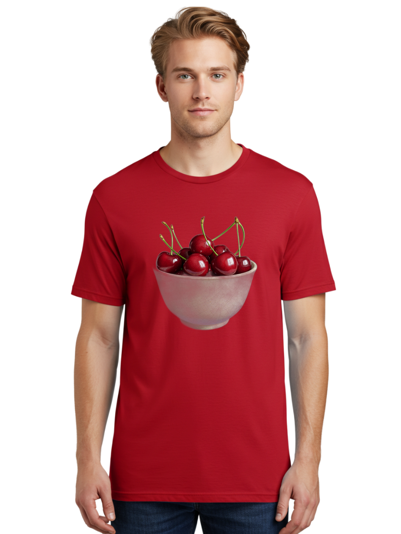 Bowl-Of-Cherries-1 Men'S Graphic Tee, 100% Cotton, Comfortable Casual Summer Wear, Machine Washable, Vintage Camera, Old Camera, Antique Camera, Black Camera, Classic Photography, Photography Equipment, Nostalgic Device, Film Camera, Bai601