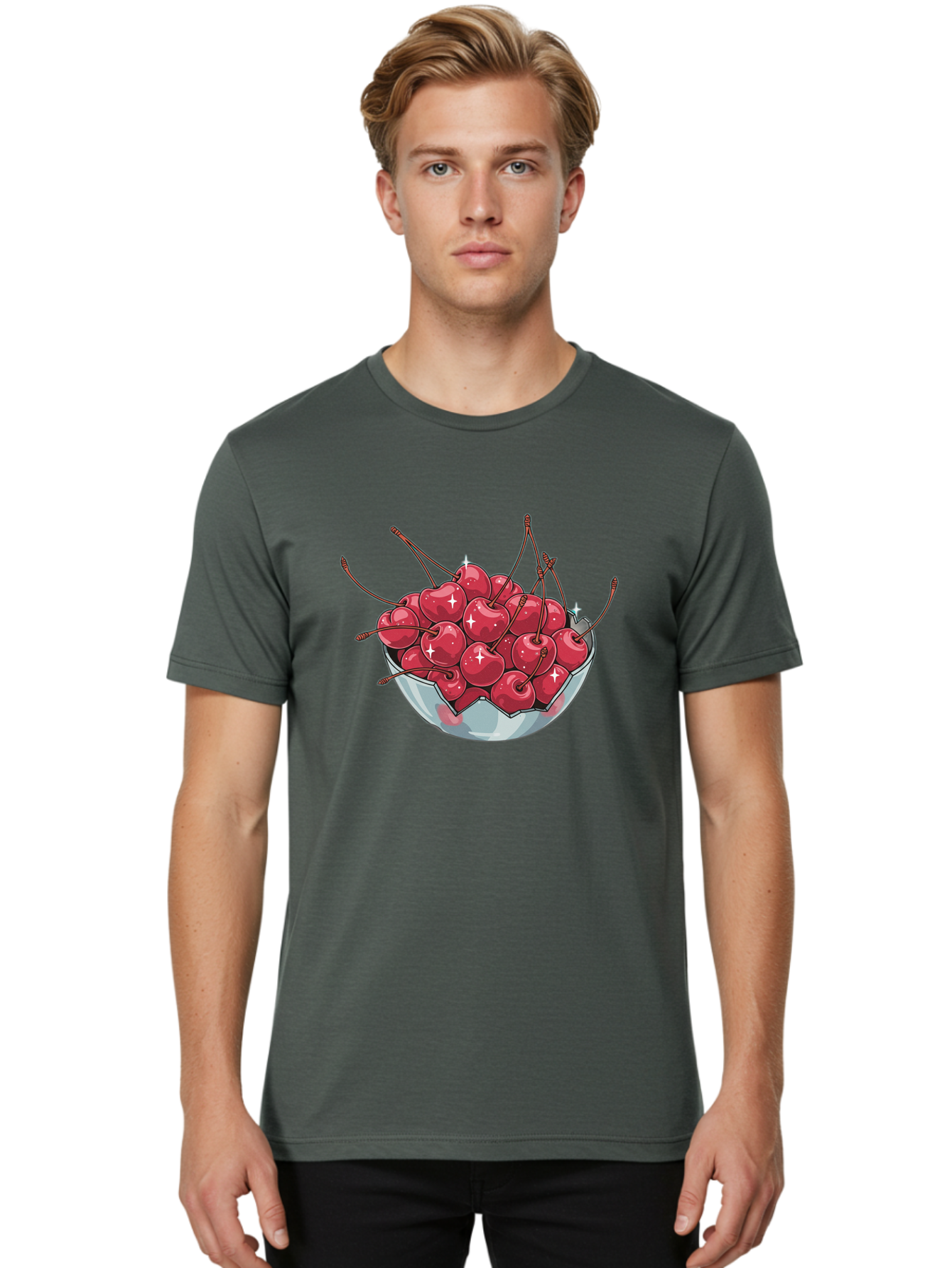 Bowl-Of-Cherries Men'S Graphic Tee, 100% Cotton, Comfortable Casual Summer Wear, Machine Washable, Vintage Camera, Old Camera, Antique Camera, Black Camera, Classic Photography, Photography Equipment, Nostalgic Device, Film Camera, Camera Art Bai602