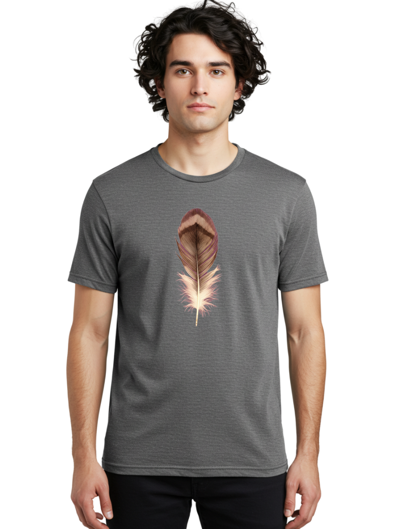 Brown-Feather-1 Men'S Graphic Tee, 100% Cotton, Comfortable Casual Summer Wear, Machine Washable, Vintage Camera, Old Camera, Antique Camera, Black Camera, Classic Photography, Photography Equipment, Nostalgic Device, Film Camera, Camera Art Bai603