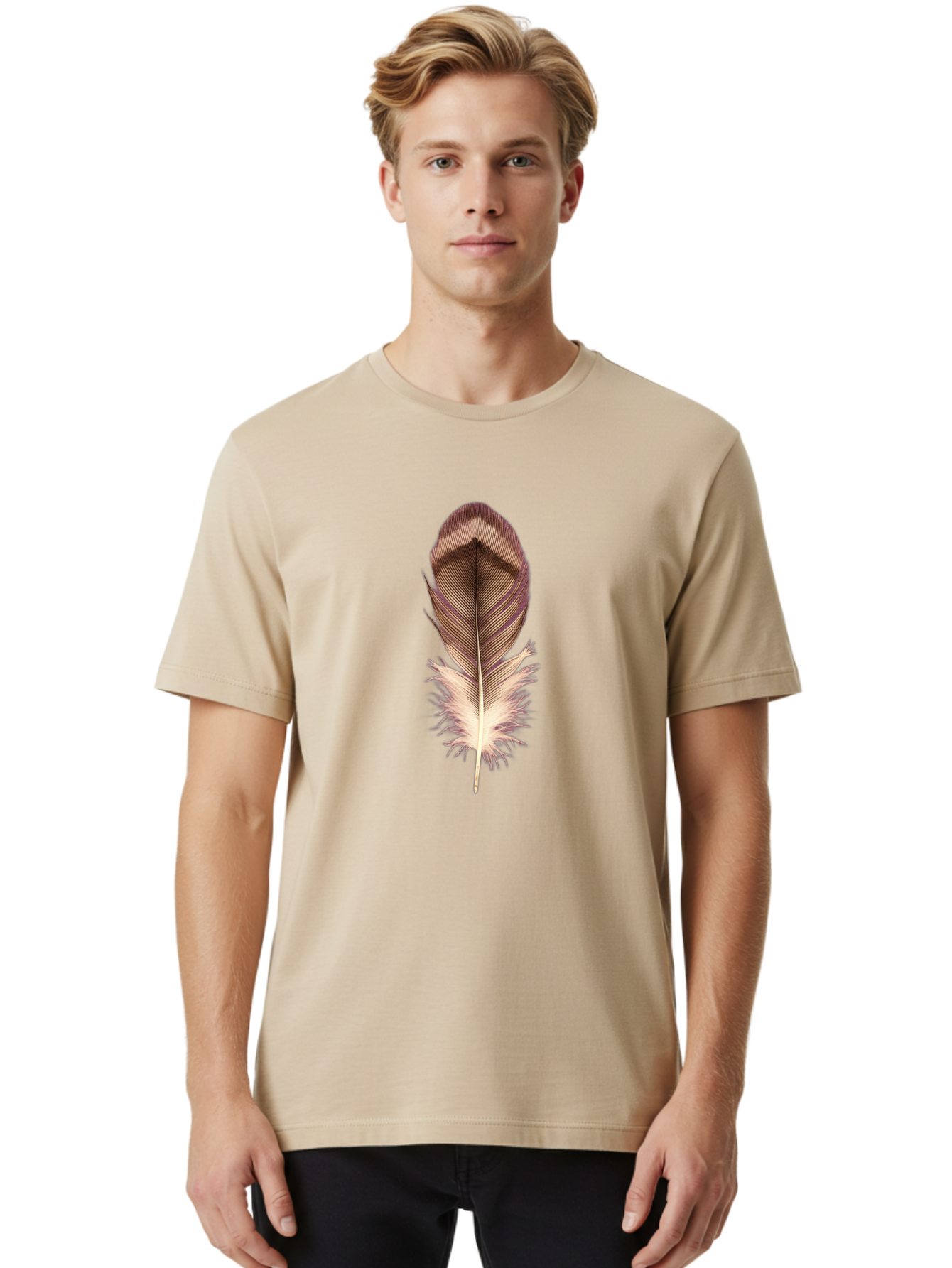 Brown-Feather-1 Men'S Graphic Tee, 100% Cotton, Comfortable Casual Summer Wear, Machine Washable, Vintage Camera, Old Camera, Antique Camera, Black Camera, Classic Photography, Photography Equipment, Nostalgic Device, Film Camera, Camera Art Bai603