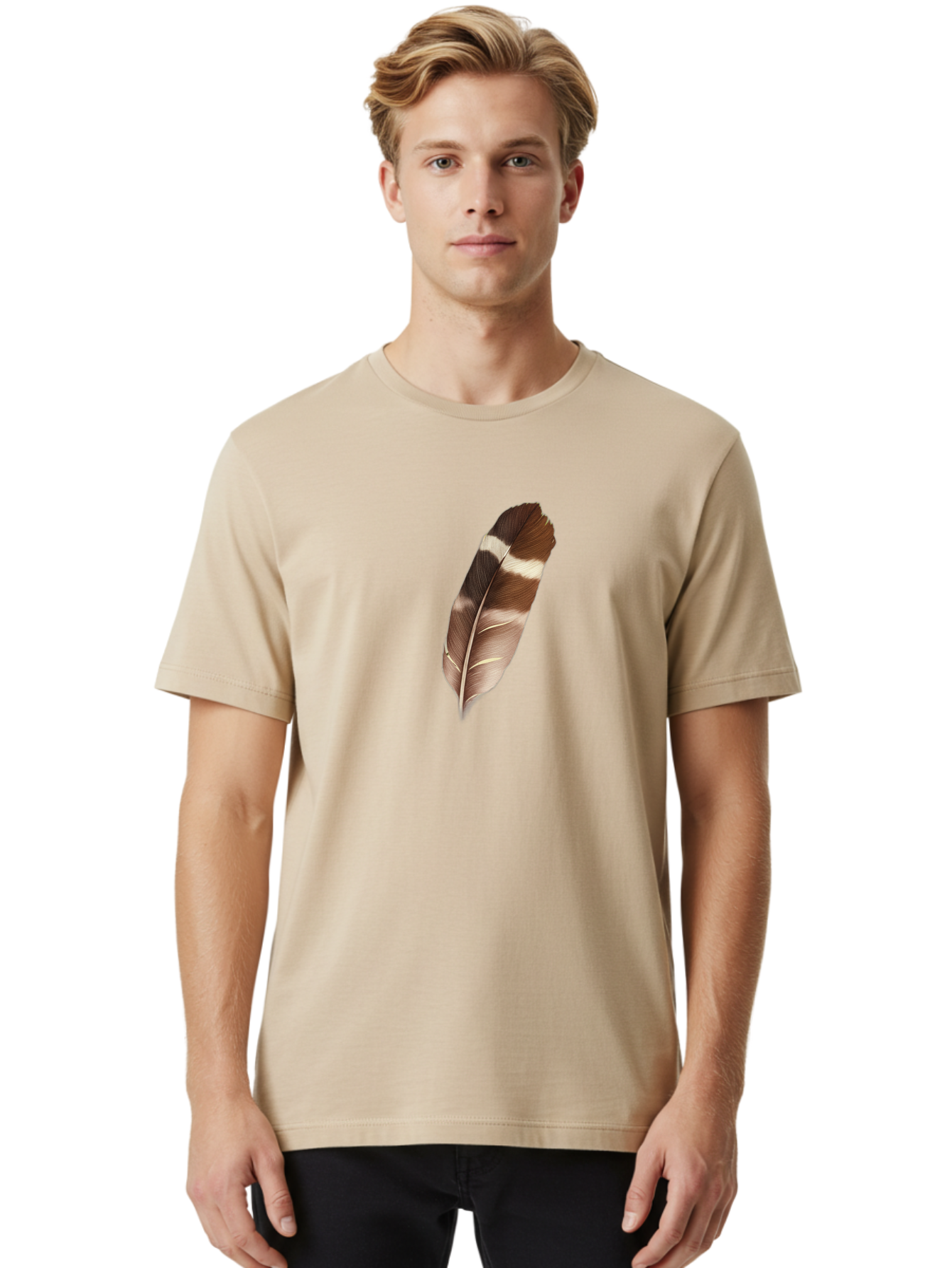 Brown-Feather-2 Men'S Graphic Tee, 100% Cotton, Comfortable Casual Summer Wear, Machine Washable, Vintage Camera, Old Camera, Antique Camera, Black Camera, Classic Photography, Photography Equipment, Nostalgic Device, Film Camera, Camera Art Bai604