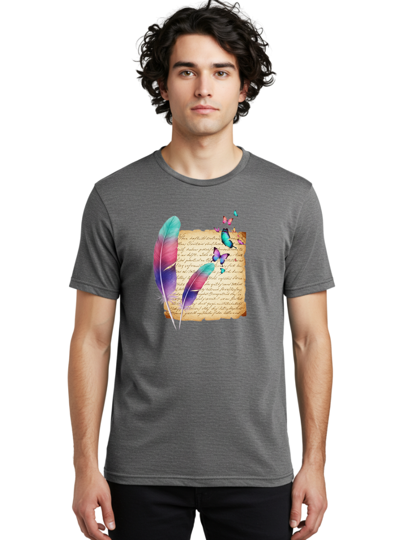 Butterflies-Quill Men'S Graphic Tee, 100% Cotton, Comfortable Casual Summer Wear, Machine Washable, Vintage Camera, Old Camera, Antique Camera, Black Camera, Classic Photography, Photography Equipment, Nostalgic Device, Film Camera, Camera Art Bai607