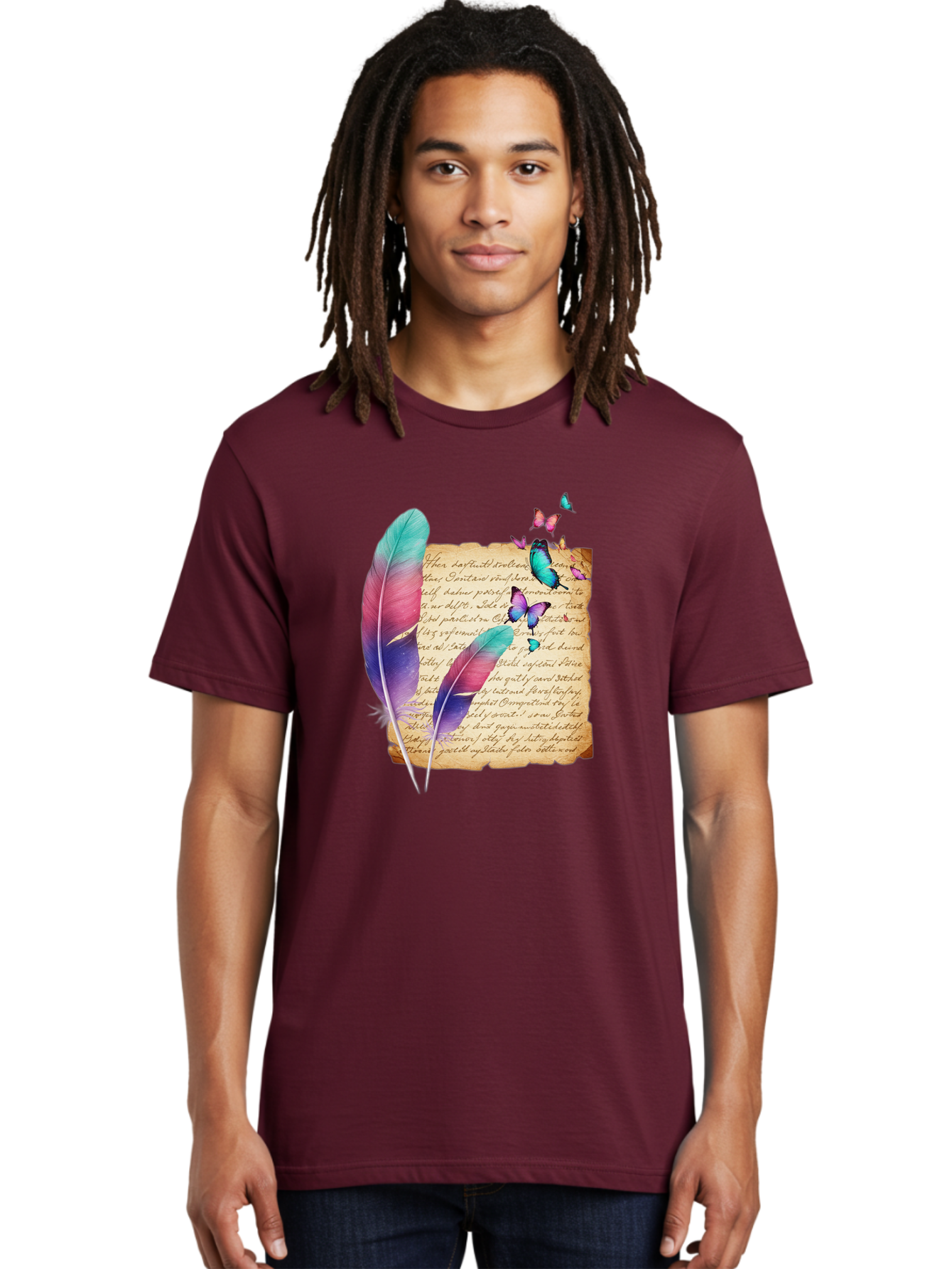 Butterflies-Quill Men'S Graphic Tee, 100% Cotton, Comfortable Casual Summer Wear, Machine Washable, Vintage Camera, Old Camera, Antique Camera, Black Camera, Classic Photography, Photography Equipment, Nostalgic Device, Film Camera, Camera Art Bai607