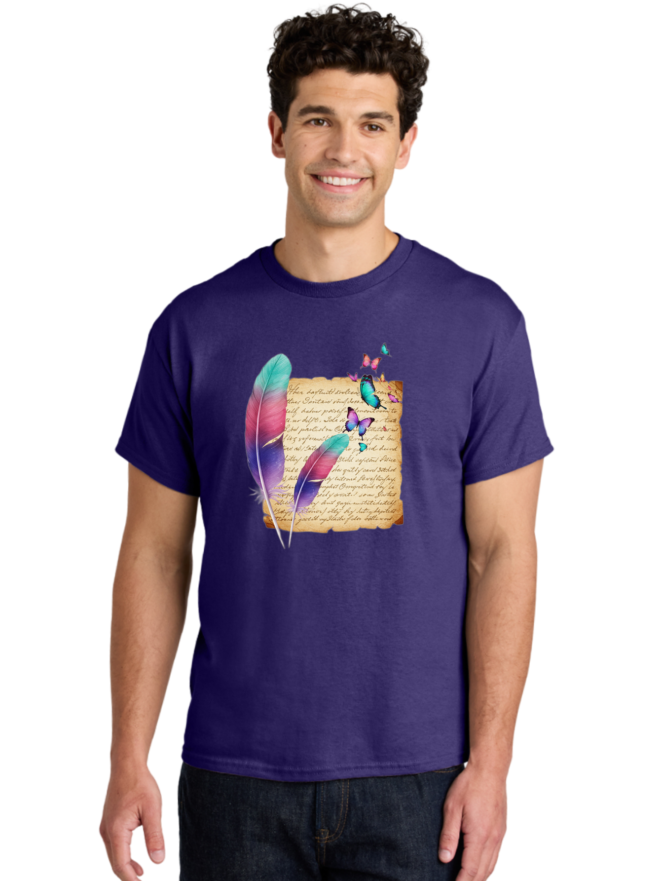 Butterflies-Quill Men'S Graphic Tee, 100% Cotton, Comfortable Casual Summer Wear, Machine Washable, Vintage Camera, Old Camera, Antique Camera, Black Camera, Classic Photography, Photography Equipment, Nostalgic Device, Film Camera, Camera Art Bai607