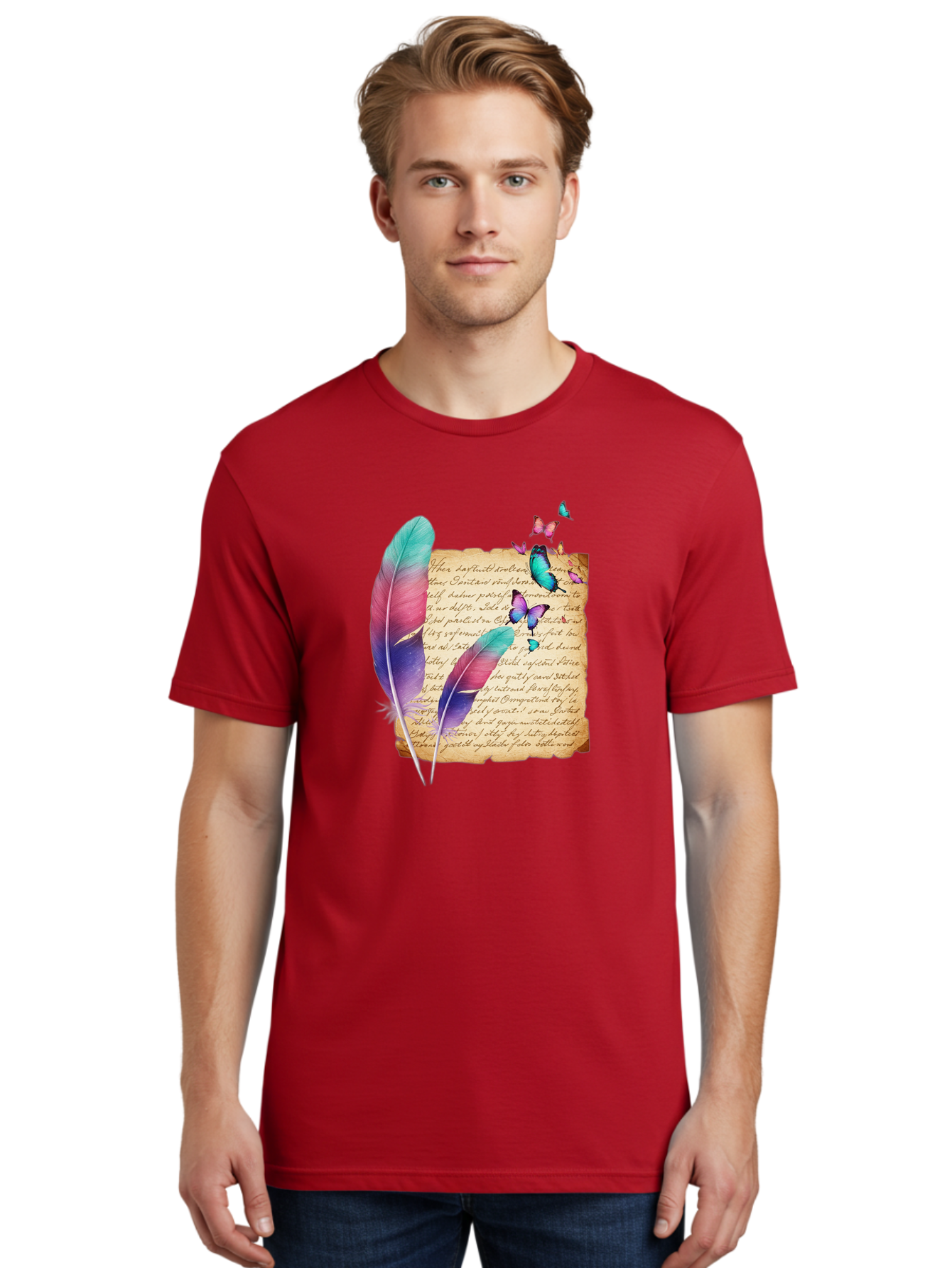 Butterflies-Quill Men'S Graphic Tee, 100% Cotton, Comfortable Casual Summer Wear, Machine Washable, Vintage Camera, Old Camera, Antique Camera, Black Camera, Classic Photography, Photography Equipment, Nostalgic Device, Film Camera, Camera Art Bai607