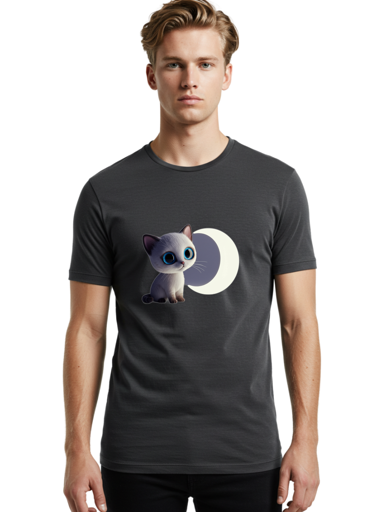 Cartoon-Kitten-And-Moon Men'S Graphic Tee, 100% Cotton, Comfortable Casual Summer Wear, Machine Washable, Vintage Camera, Old Camera, Antique Camera, Black Camera, Classic Photography, Photography Equipment, Nostalgic Device, Film Camera, Bai614