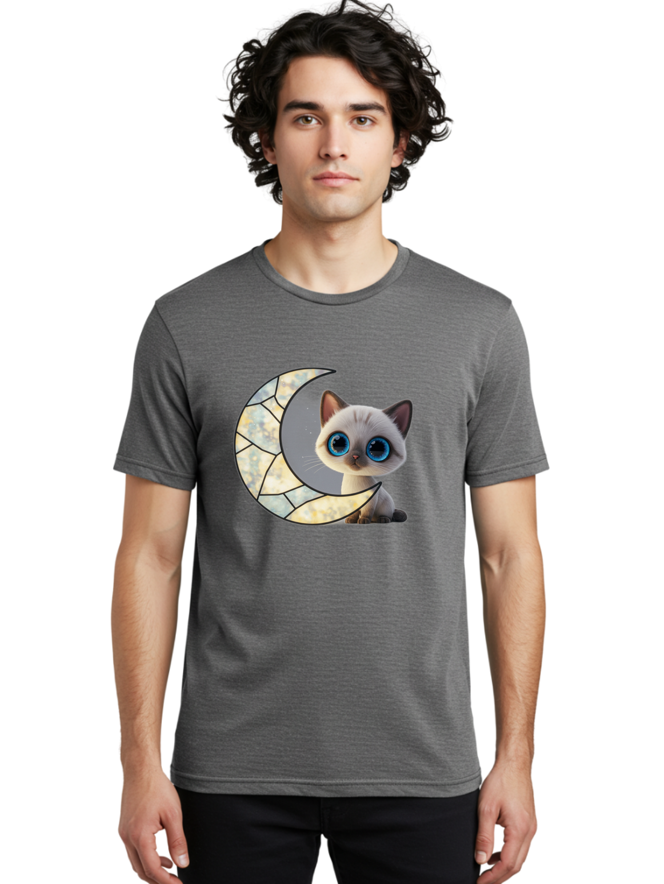 Cat-And-Crescent-Moon-1 Men'S Graphic Tee, 100% Cotton, Comfortable Casual Summer Wear, Machine Washable, Vintage Camera, Old Camera, Antique Camera, Black Camera, Classic Photography, Photography Equipment, Nostalgic Device, Film Camera, Bai619