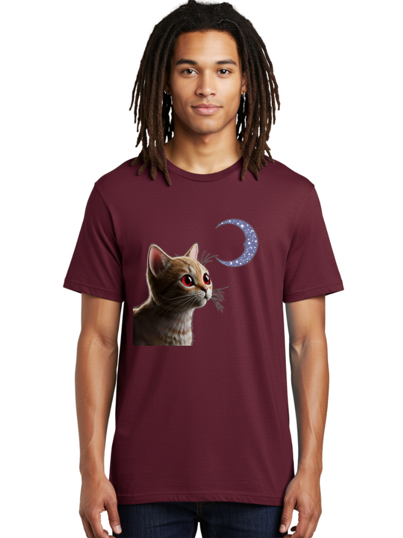 Cat-And-Crescent-Moon-2 Men'S Graphic Tee, 100% Cotton, Comfortable Casual Summer Wear, Machine Washable, Vintage Camera, Old Camera, Antique Camera, Black Camera, Classic Photography, Photography Equipment, Nostalgic Device, Film Camera, Bai620