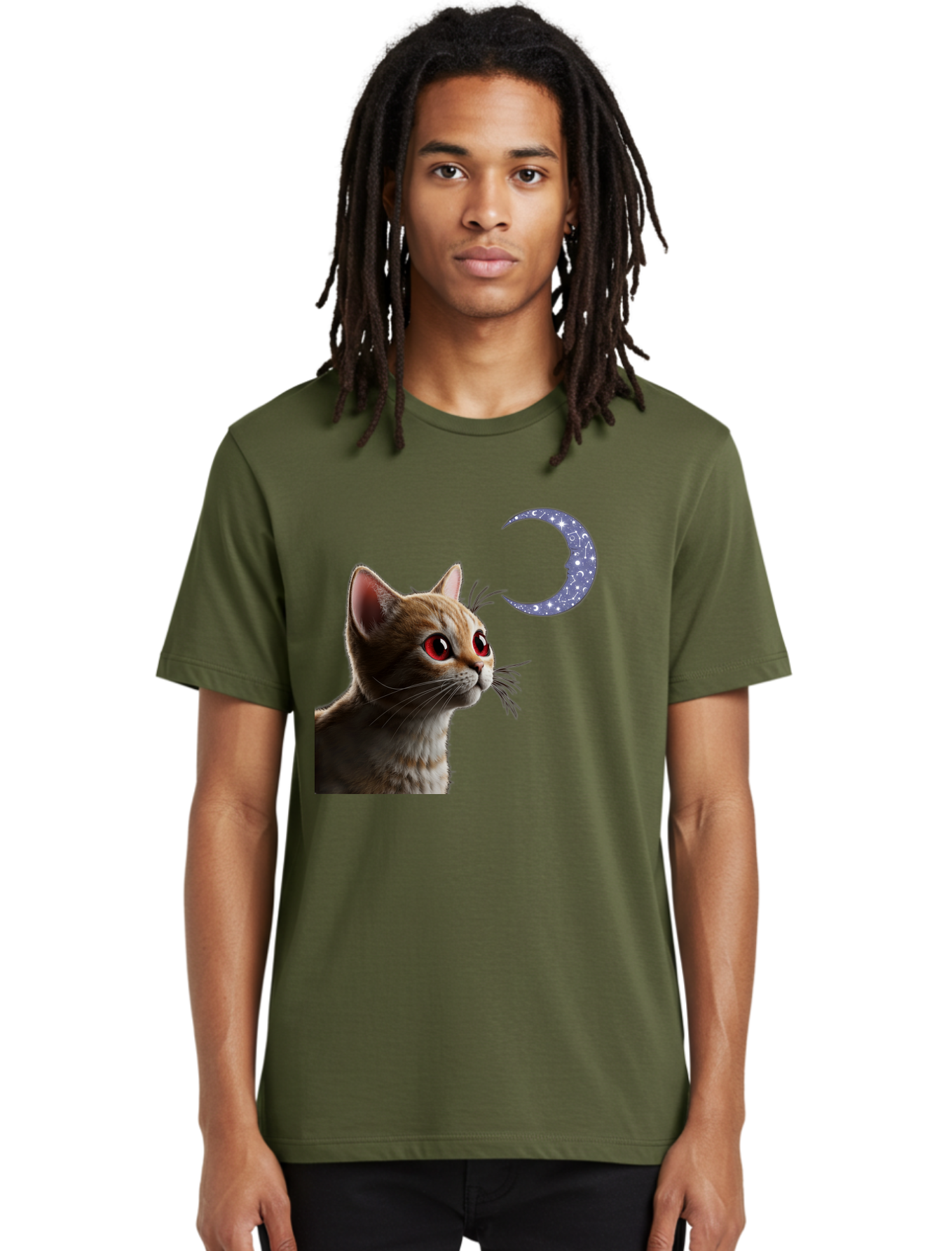 Cat-And-Crescent-Moon-2 Men'S Graphic Tee, 100% Cotton, Comfortable Casual Summer Wear, Machine Washable, Vintage Camera, Old Camera, Antique Camera, Black Camera, Classic Photography, Photography Equipment, Nostalgic Device, Film Camera, Bai620