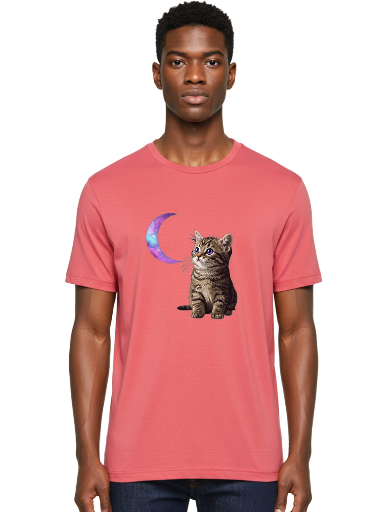 Cat-And-Crescent-Moon-3 Men'S Graphic Tee, 100% Cotton, Comfortable Casual Summer Wear, Machine Washable, Vintage Camera, Old Camera, Antique Camera, Black Camera, Classic Photography, Photography Equipment, Nostalgic Device, Film Camera, Bai621