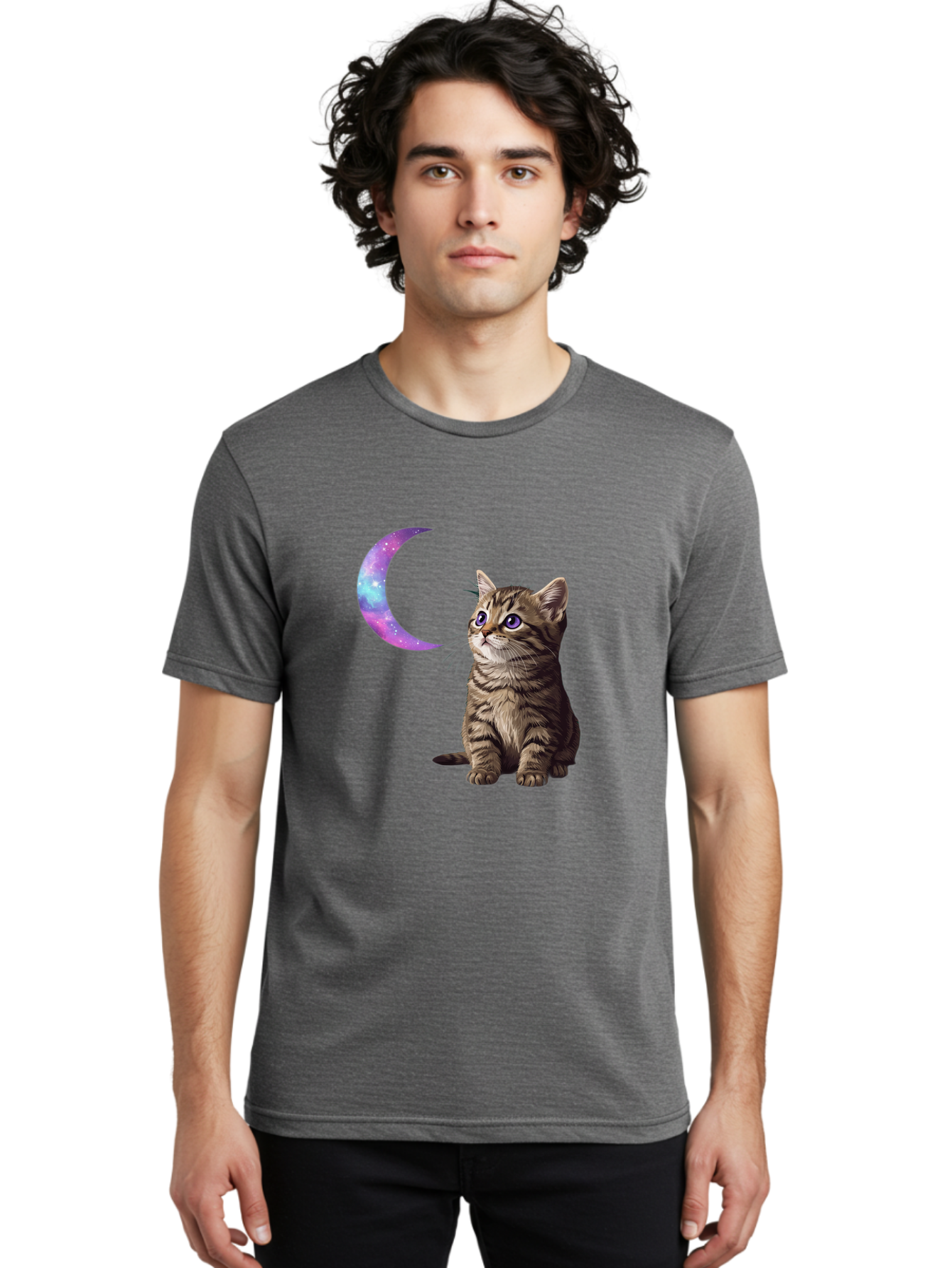 Cat-And-Crescent-Moon-3 Men'S Graphic Tee, 100% Cotton, Comfortable Casual Summer Wear, Machine Washable, Vintage Camera, Old Camera, Antique Camera, Black Camera, Classic Photography, Photography Equipment, Nostalgic Device, Film Camera, Bai621