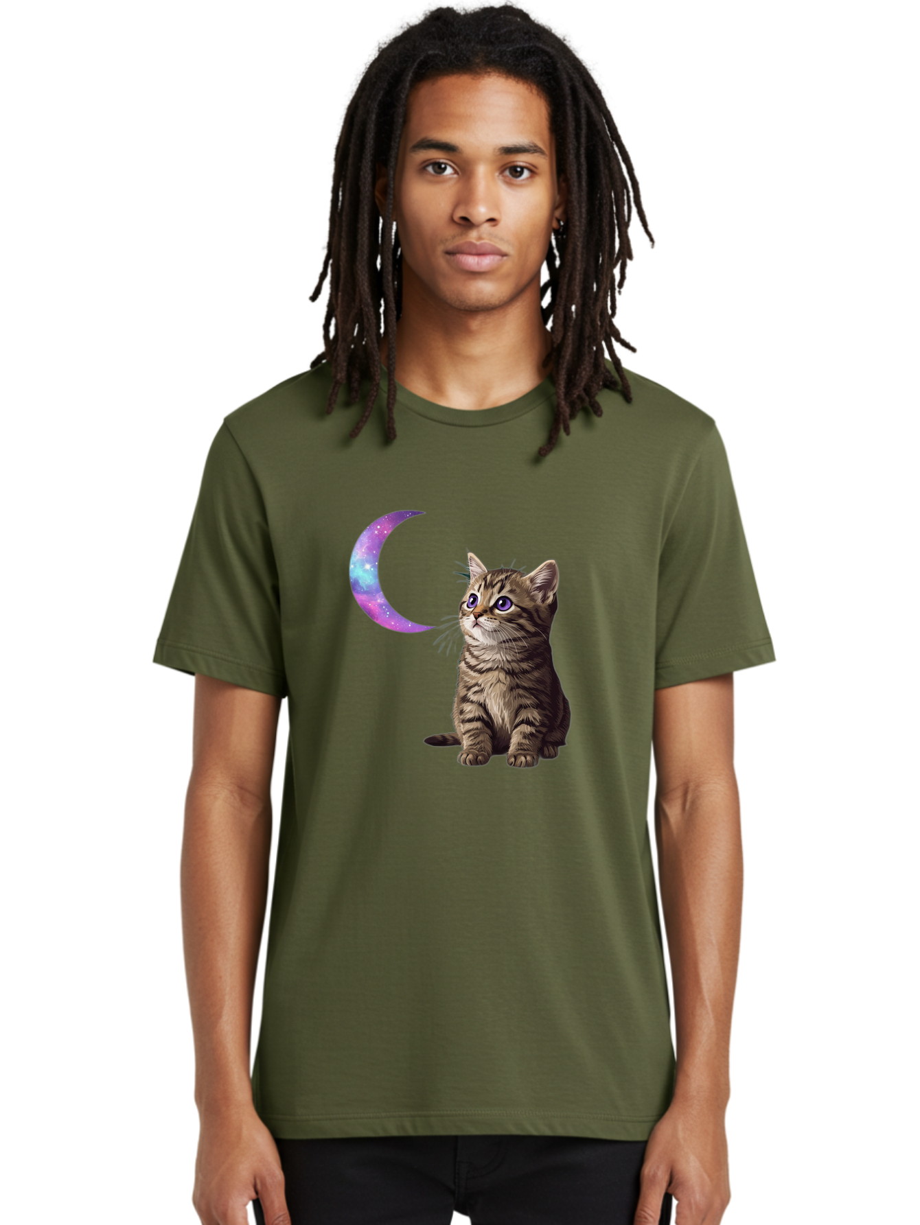 Cat-And-Crescent-Moon-3 Men'S Graphic Tee, 100% Cotton, Comfortable Casual Summer Wear, Machine Washable, Vintage Camera, Old Camera, Antique Camera, Black Camera, Classic Photography, Photography Equipment, Nostalgic Device, Film Camera, Bai621