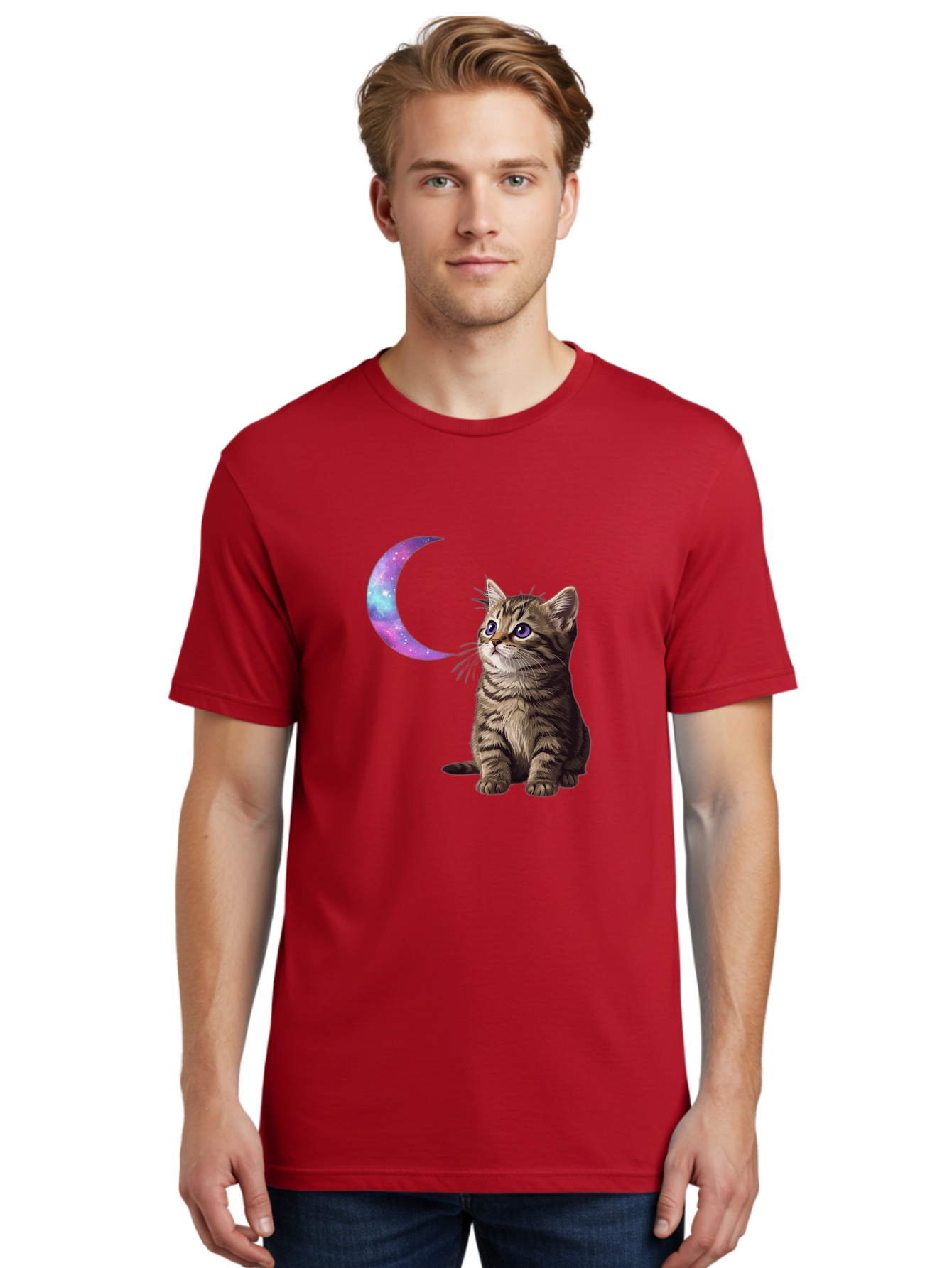 Cat-And-Crescent-Moon-3 Men'S Graphic Tee, 100% Cotton, Comfortable Casual Summer Wear, Machine Washable, Vintage Camera, Old Camera, Antique Camera, Black Camera, Classic Photography, Photography Equipment, Nostalgic Device, Film Camera, Bai621