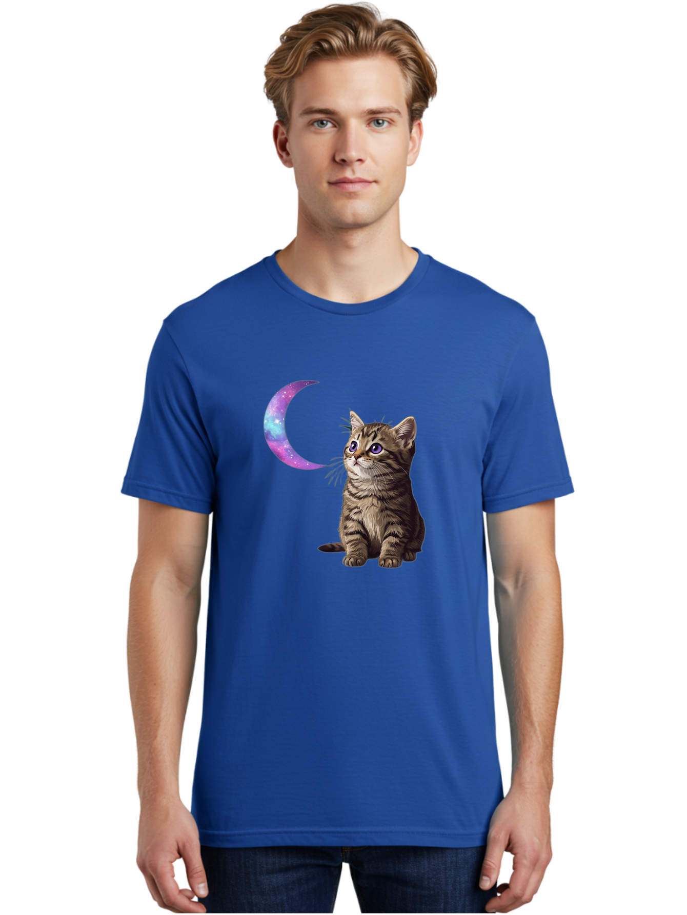 Cat-And-Crescent-Moon-3 Men'S Graphic Tee, 100% Cotton, Comfortable Casual Summer Wear, Machine Washable, Vintage Camera, Old Camera, Antique Camera, Black Camera, Classic Photography, Photography Equipment, Nostalgic Device, Film Camera, Bai621