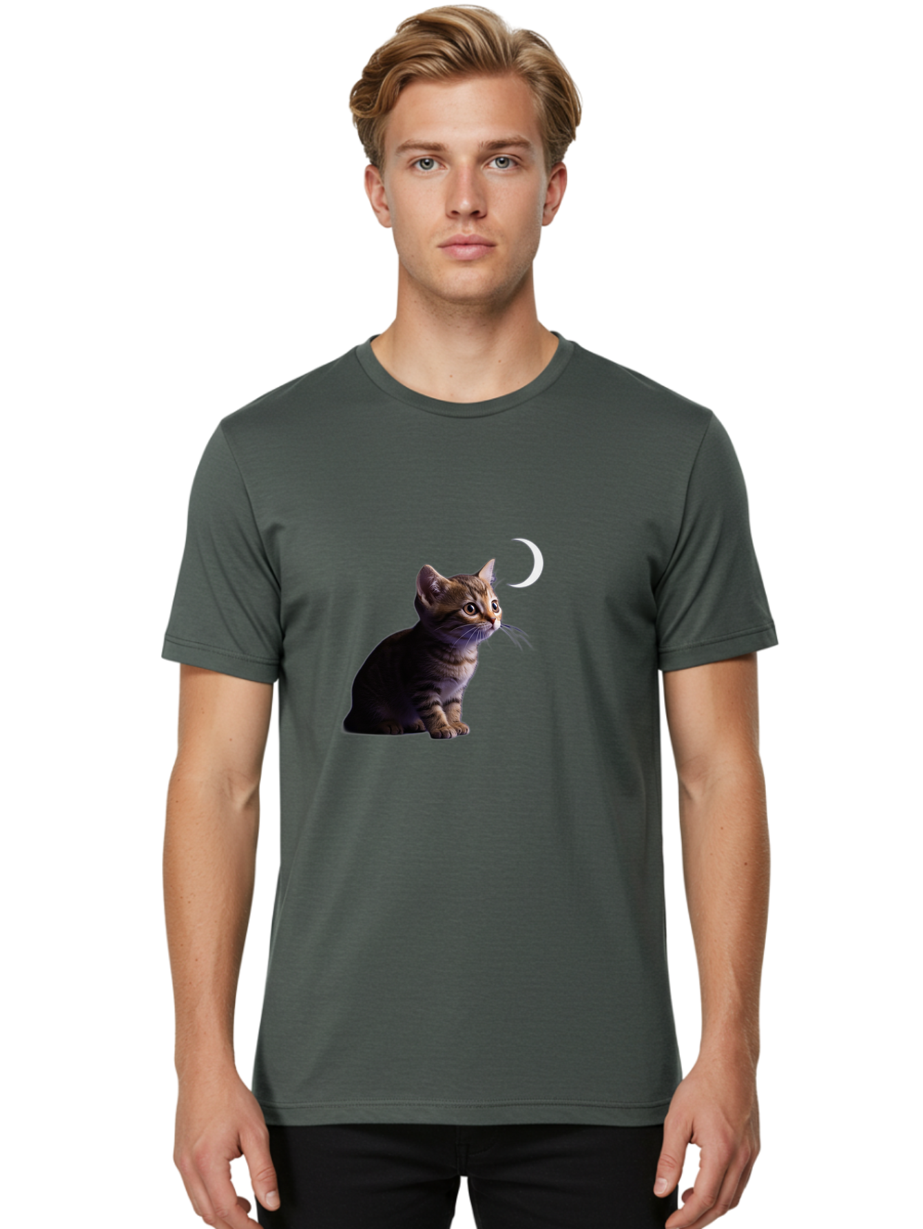 Cat-And-Crescent-Moon Men'S Graphic Tee, 100% Cotton, Comfortable Casual Summer Wear, Machine Washable, Vintage Camera, Old Camera, Antique Camera, Black Camera, Classic Photography, Photography Equipment, Nostalgic Device, Film Camera, Bai622