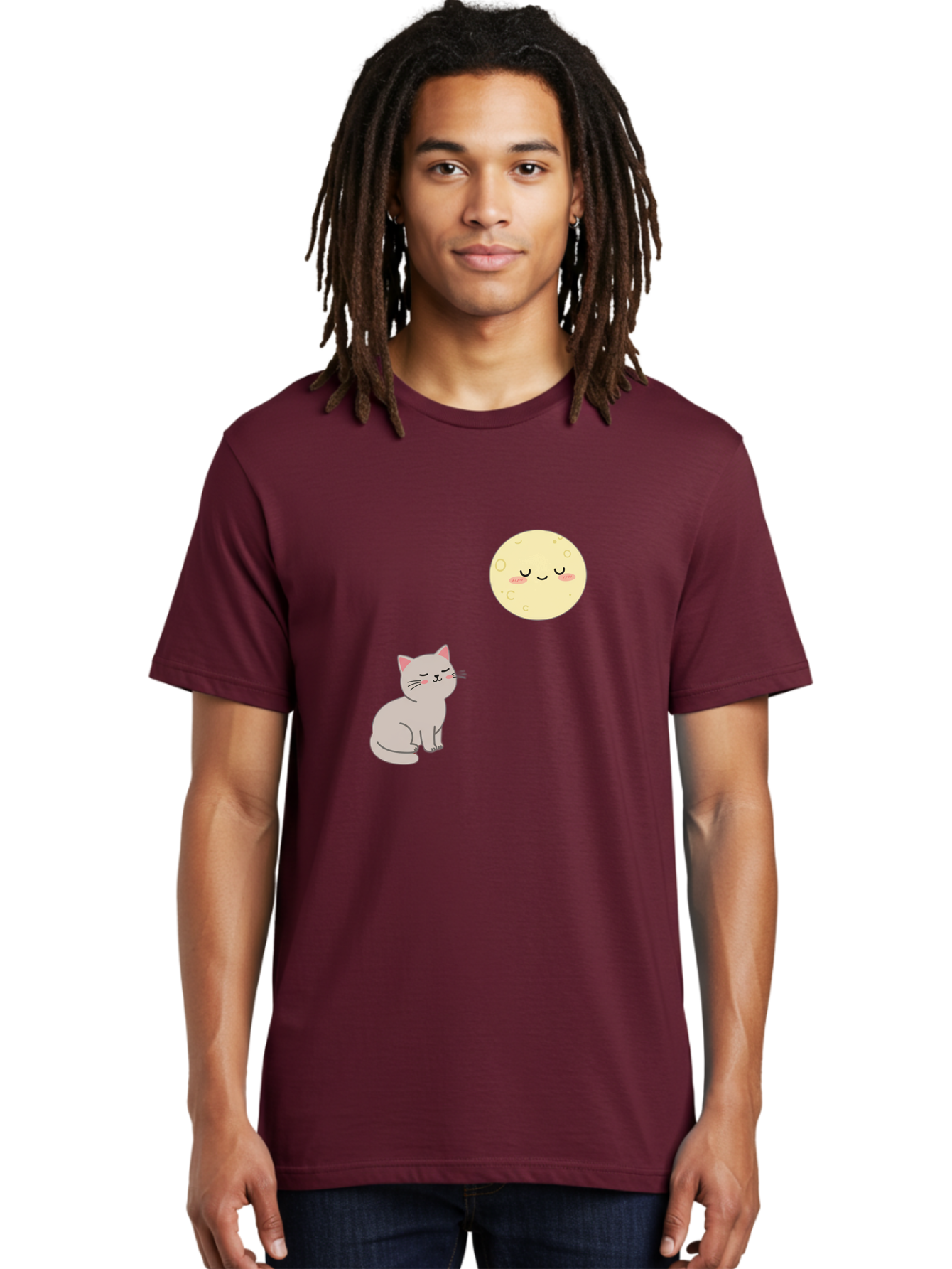 Cat-And-Moon-1 Men'S Graphic Tee, 100% Cotton, Comfortable Casual Summer Wear, Machine Washable, Vintage Camera, Old Camera, Antique Camera, Black Camera, Classic Photography, Photography Equipment, Nostalgic Device, Film Camera, Camera Art Bai623