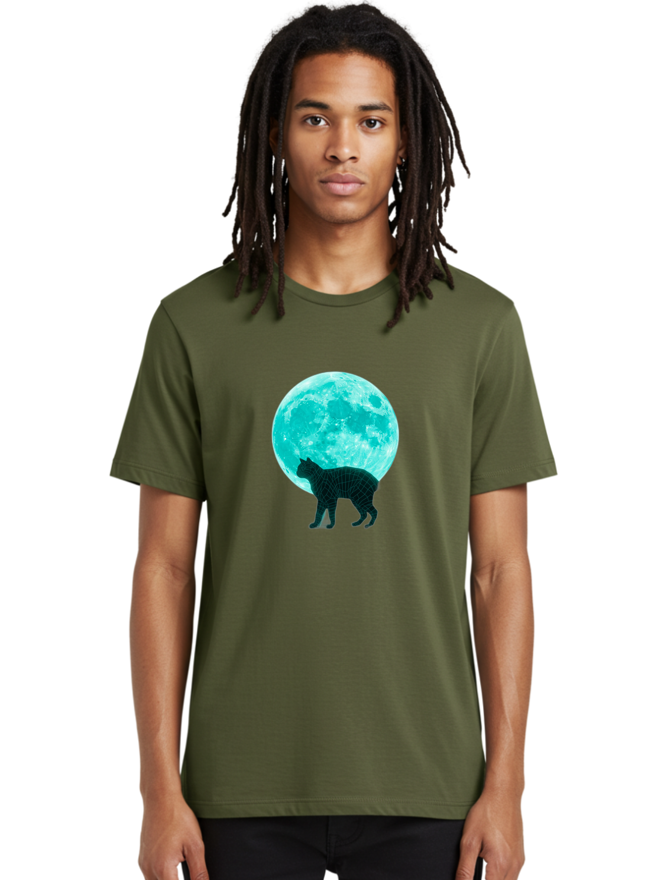 Cat-And-Moon-2 Men'S Graphic Tee, 100% Cotton, Comfortable Casual Summer Wear, Machine Washable, Vintage Camera, Old Camera, Antique Camera, Black Camera, Classic Photography, Photography Equipment, Nostalgic Device, Film Camera, Camera Art Bai624