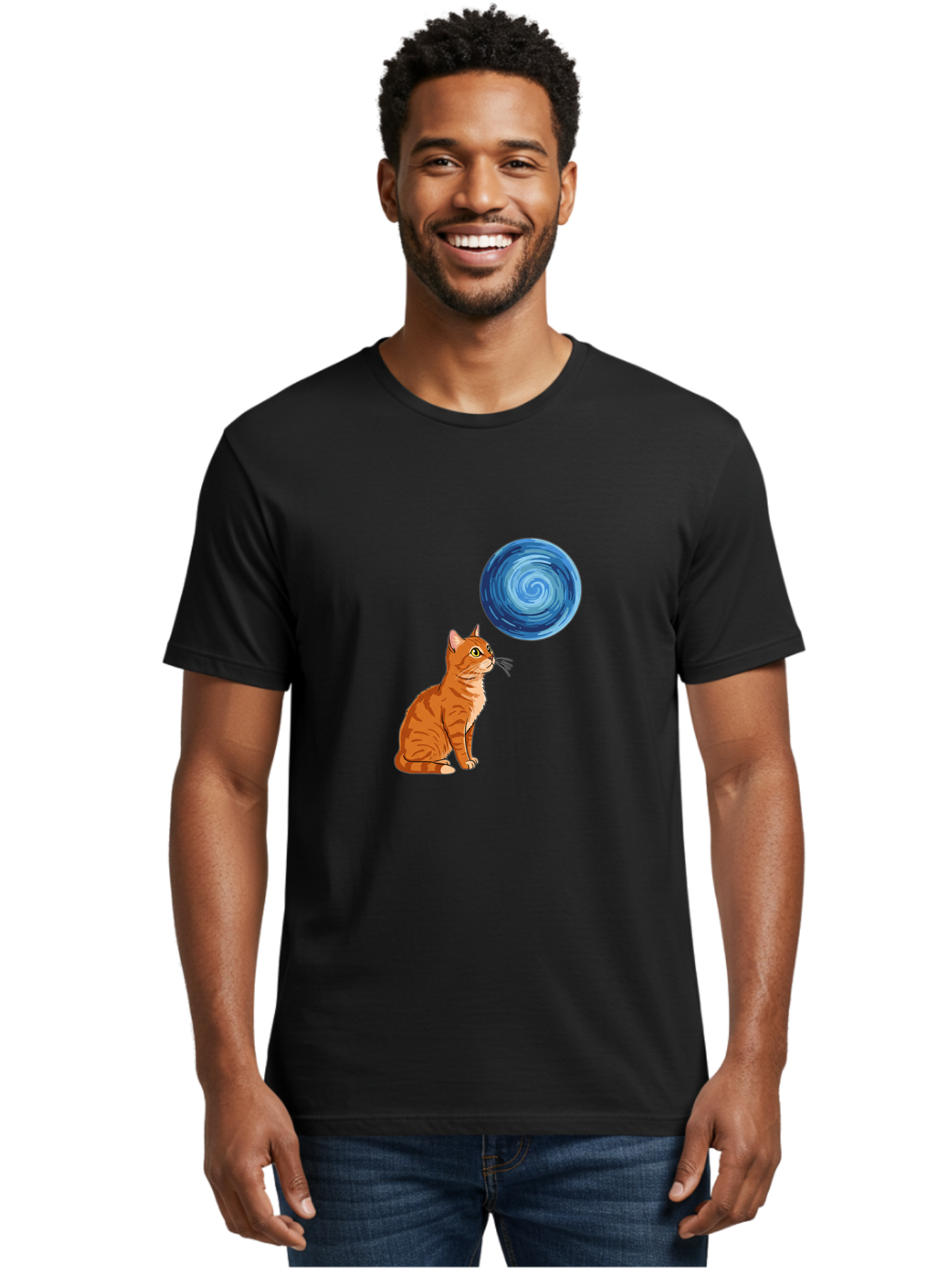 Cat-And-Swirl Men'S Graphic Tee, 100% Cotton, Comfortable Casual Summer Wear, Machine Washable, Vintage Camera, Old Camera, Antique Camera, Black Camera, Classic Photography, Photography Equipment, Nostalgic Device, Film Camera, Camera Art Bai627
