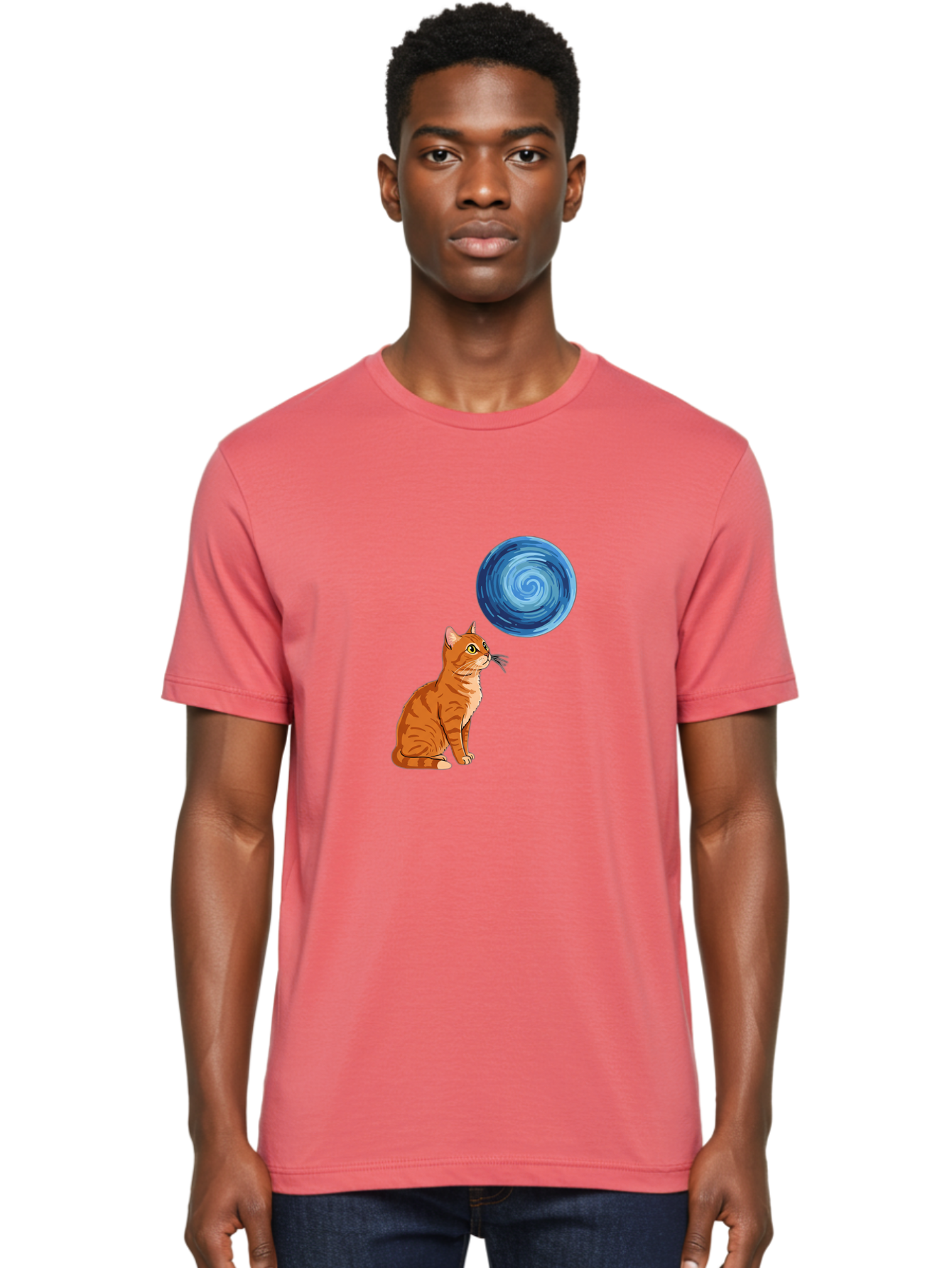 Cat-And-Swirl Men'S Graphic Tee, 100% Cotton, Comfortable Casual Summer Wear, Machine Washable, Vintage Camera, Old Camera, Antique Camera, Black Camera, Classic Photography, Photography Equipment, Nostalgic Device, Film Camera, Camera Art Bai627