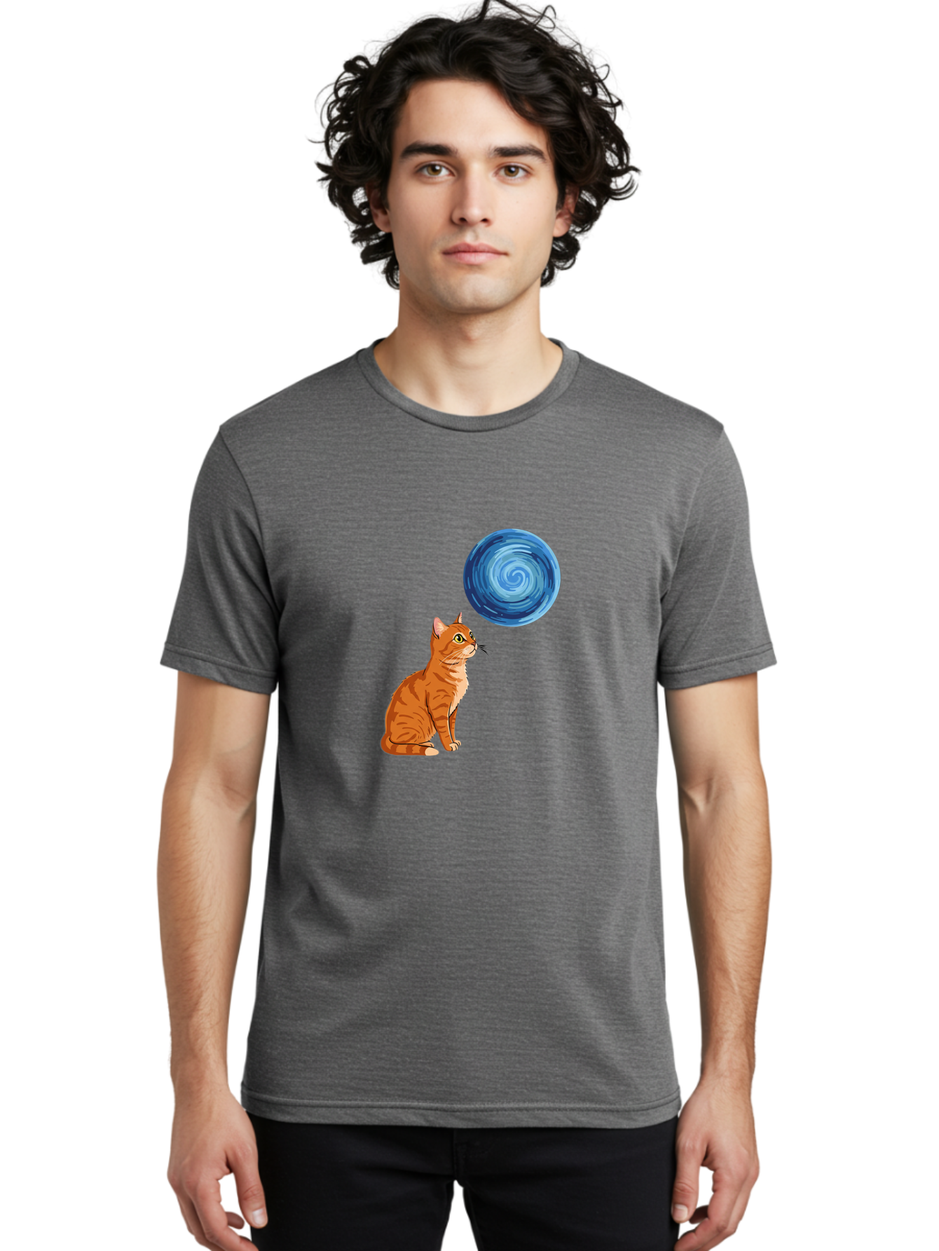 Cat-And-Swirl Men'S Graphic Tee, 100% Cotton, Comfortable Casual Summer Wear, Machine Washable, Vintage Camera, Old Camera, Antique Camera, Black Camera, Classic Photography, Photography Equipment, Nostalgic Device, Film Camera, Camera Art Bai627