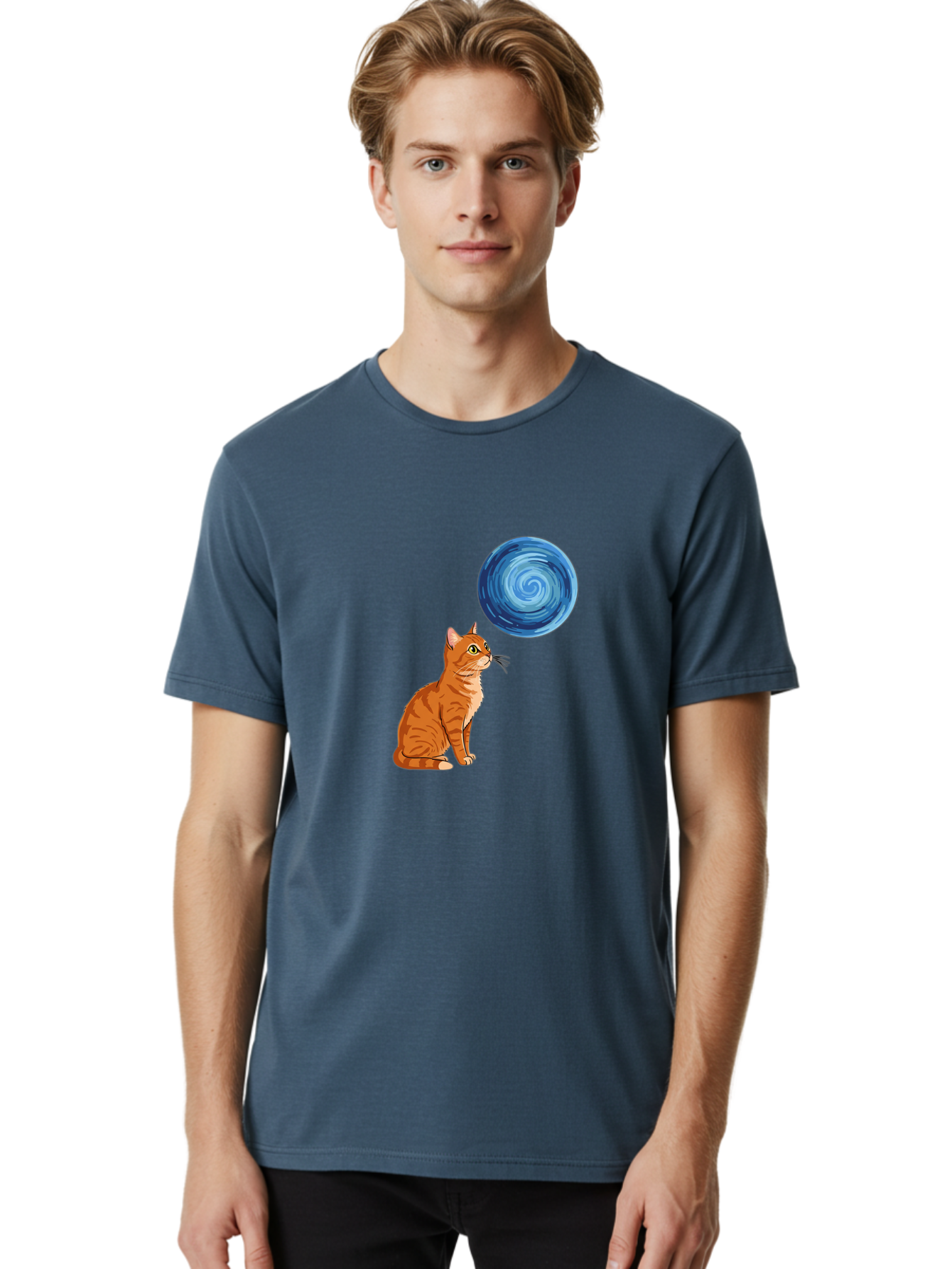 Cat-And-Swirl Men'S Graphic Tee, 100% Cotton, Comfortable Casual Summer Wear, Machine Washable, Vintage Camera, Old Camera, Antique Camera, Black Camera, Classic Photography, Photography Equipment, Nostalgic Device, Film Camera, Camera Art Bai627