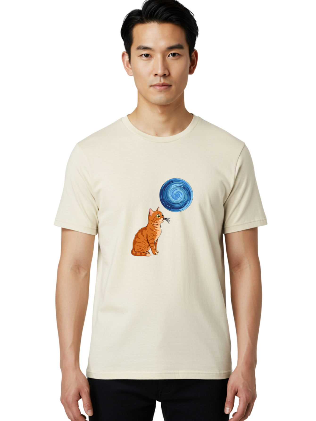 Cat-And-Swirl Men'S Graphic Tee, 100% Cotton, Comfortable Casual Summer Wear, Machine Washable, Vintage Camera, Old Camera, Antique Camera, Black Camera, Classic Photography, Photography Equipment, Nostalgic Device, Film Camera, Camera Art Bai627