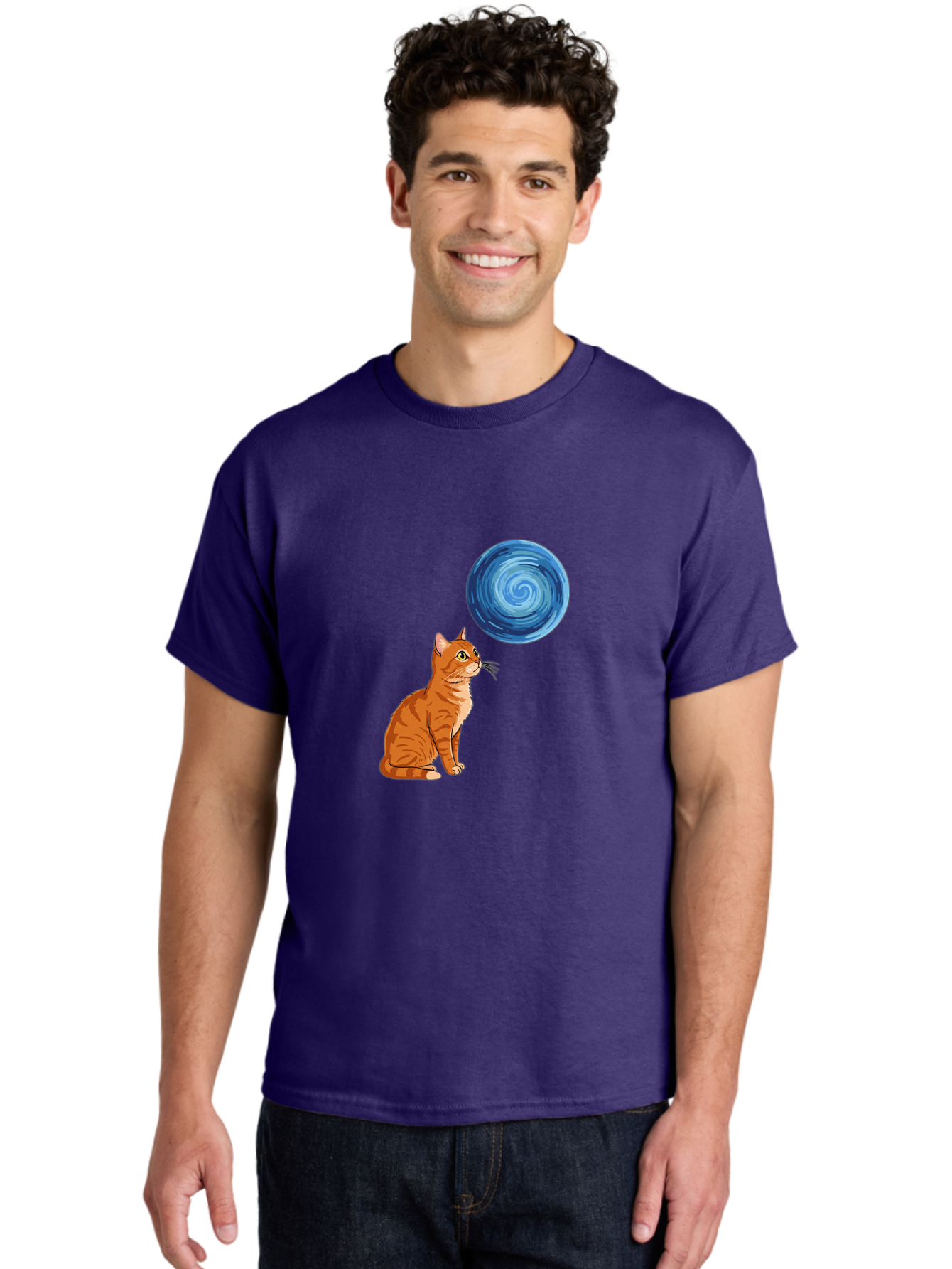 Cat-And-Swirl Men'S Graphic Tee, 100% Cotton, Comfortable Casual Summer Wear, Machine Washable, Vintage Camera, Old Camera, Antique Camera, Black Camera, Classic Photography, Photography Equipment, Nostalgic Device, Film Camera, Camera Art Bai627